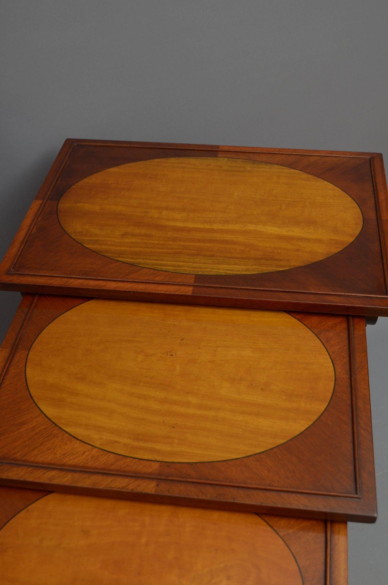 Edwardian Mahogany and Satinwood Nest of Tables In Good Condition For Sale In Whaley Bridge, GB