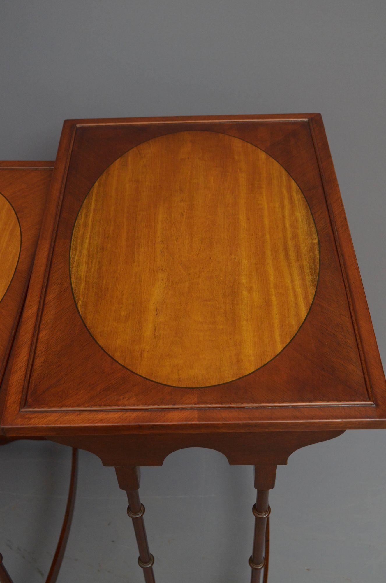 Edwardian Mahogany and Satinwood Nest of Tables For Sale 4
