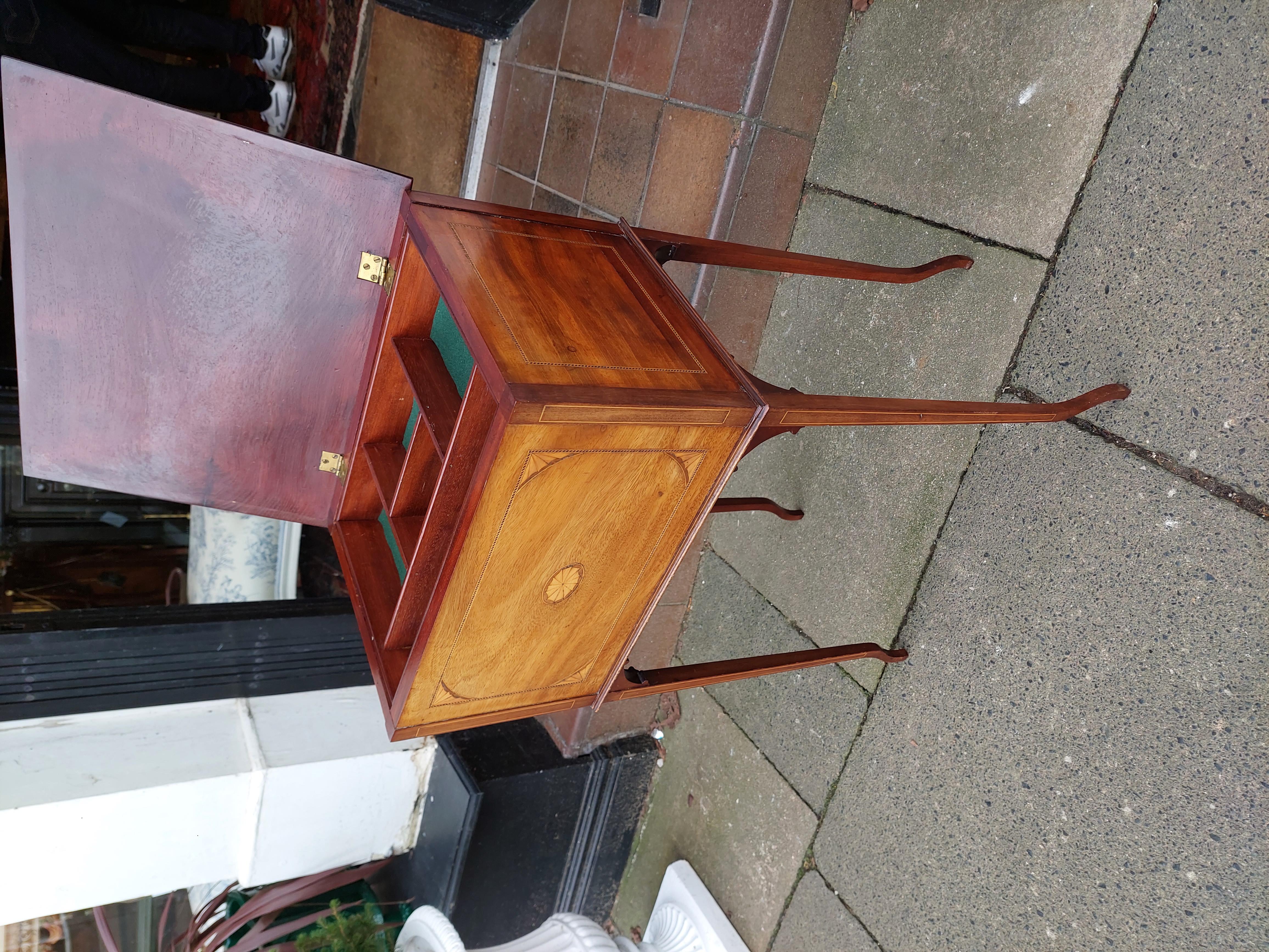 English Edwardian Mahogany and Shell Inlaid Work Table For Sale