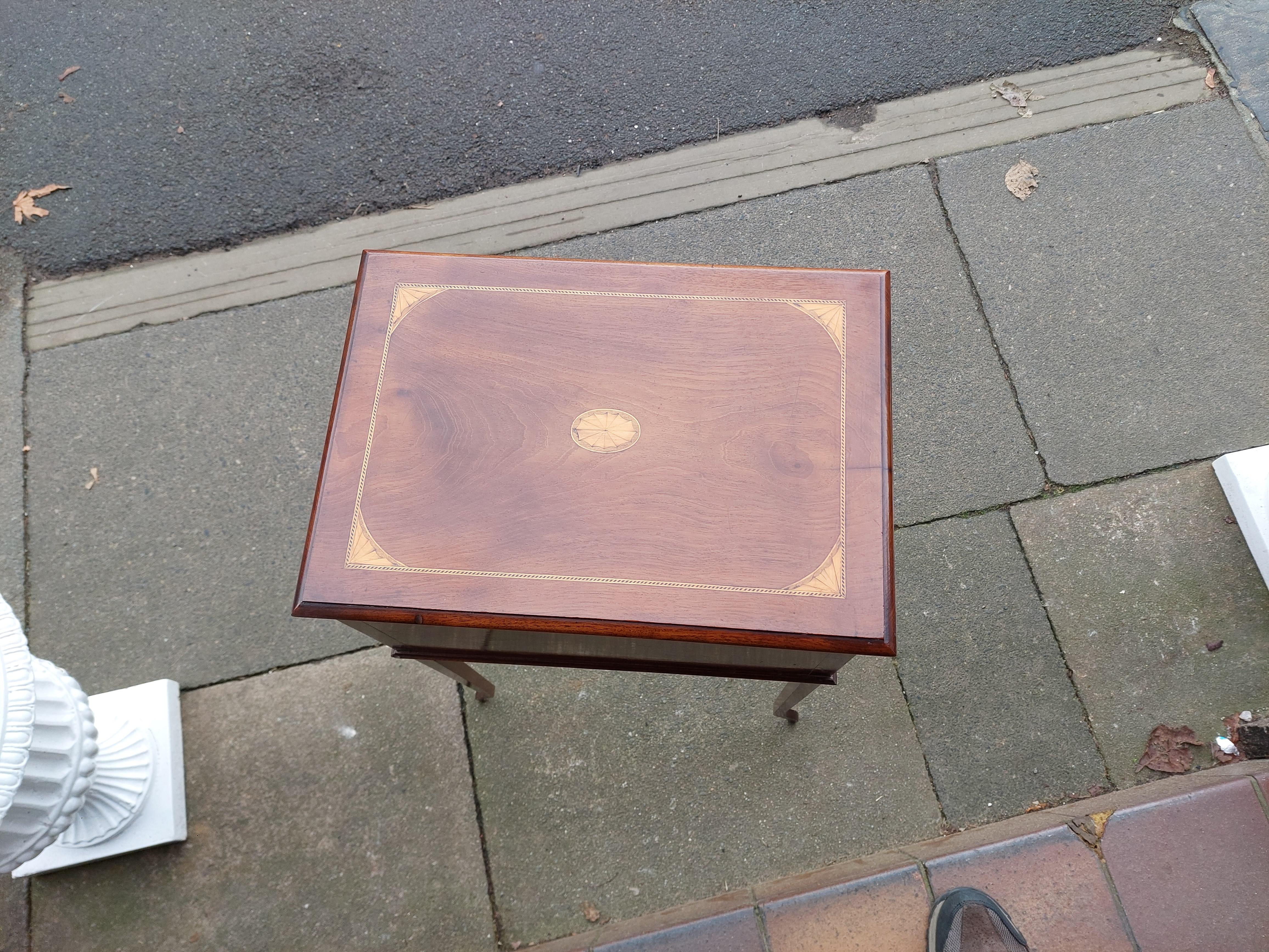 Edwardian Mahogany and Shell Inlaid Work Table For Sale 2