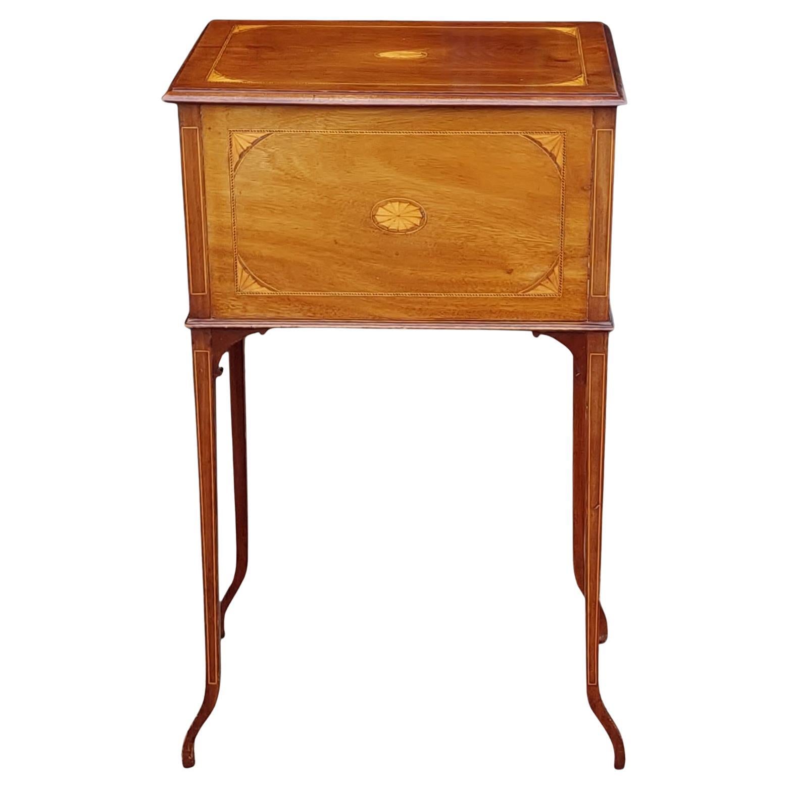 Edwardian Mahogany and Shell Inlaid Work Table For Sale