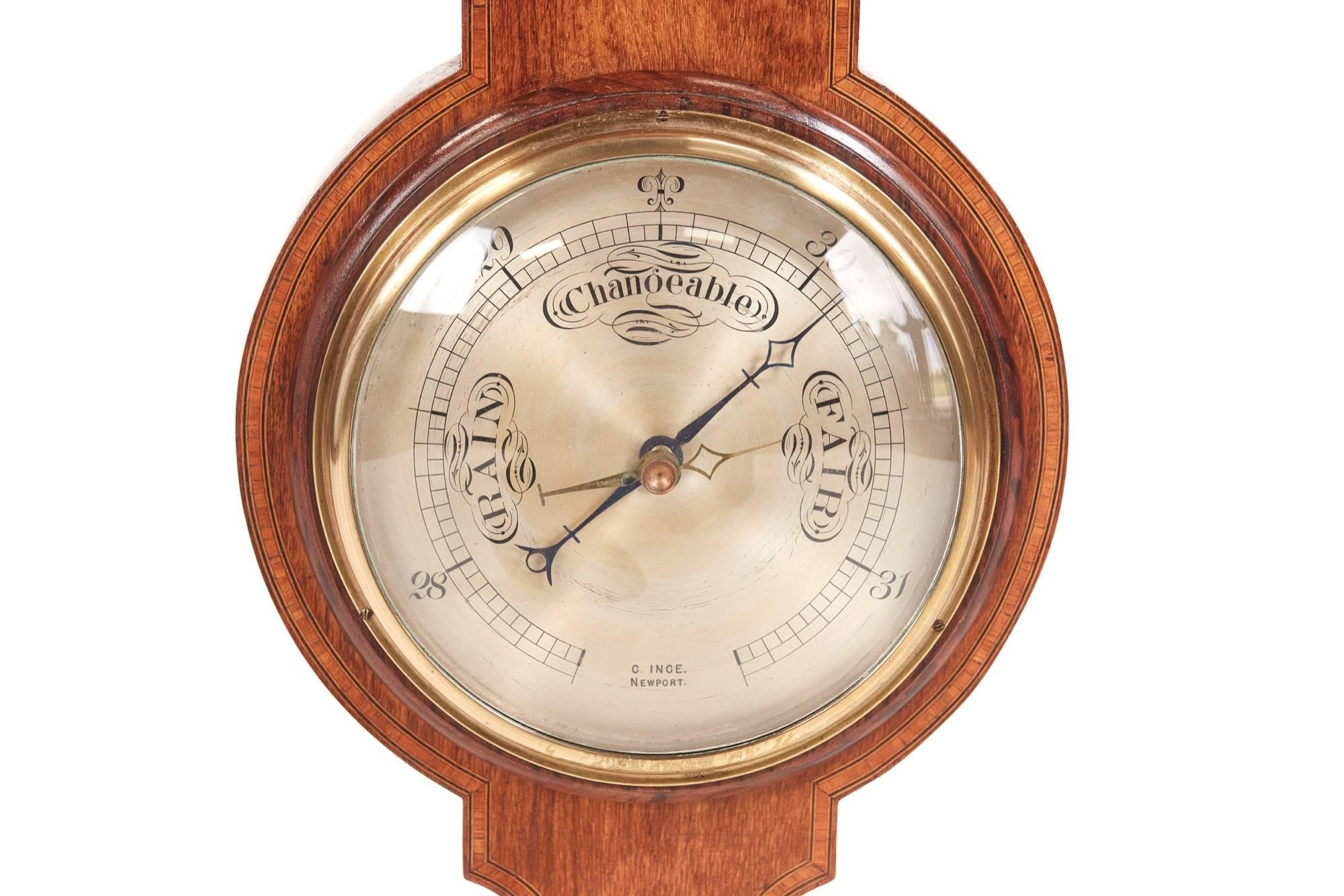 Edwardian Mahogany Aneroid Banjo Barometer In Excellent Condition In Stutton, GB