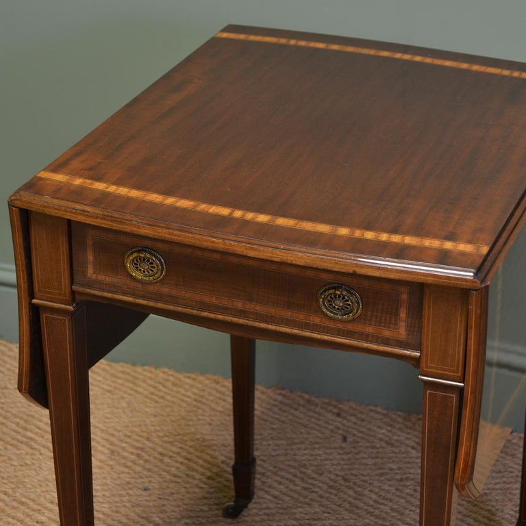 Edwardian Mahogany Antique DropLeaf Side Table For Sale at 1stDibs