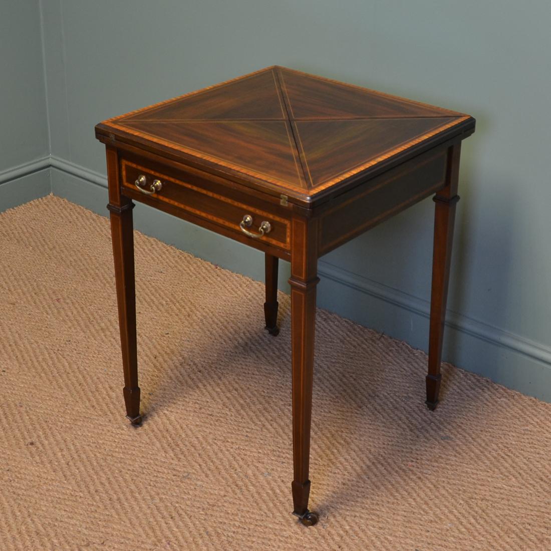 Edwardian Mahogany Antique Envelope Card Table In Good Condition For Sale In Link 59 Business Park, Clitheroe