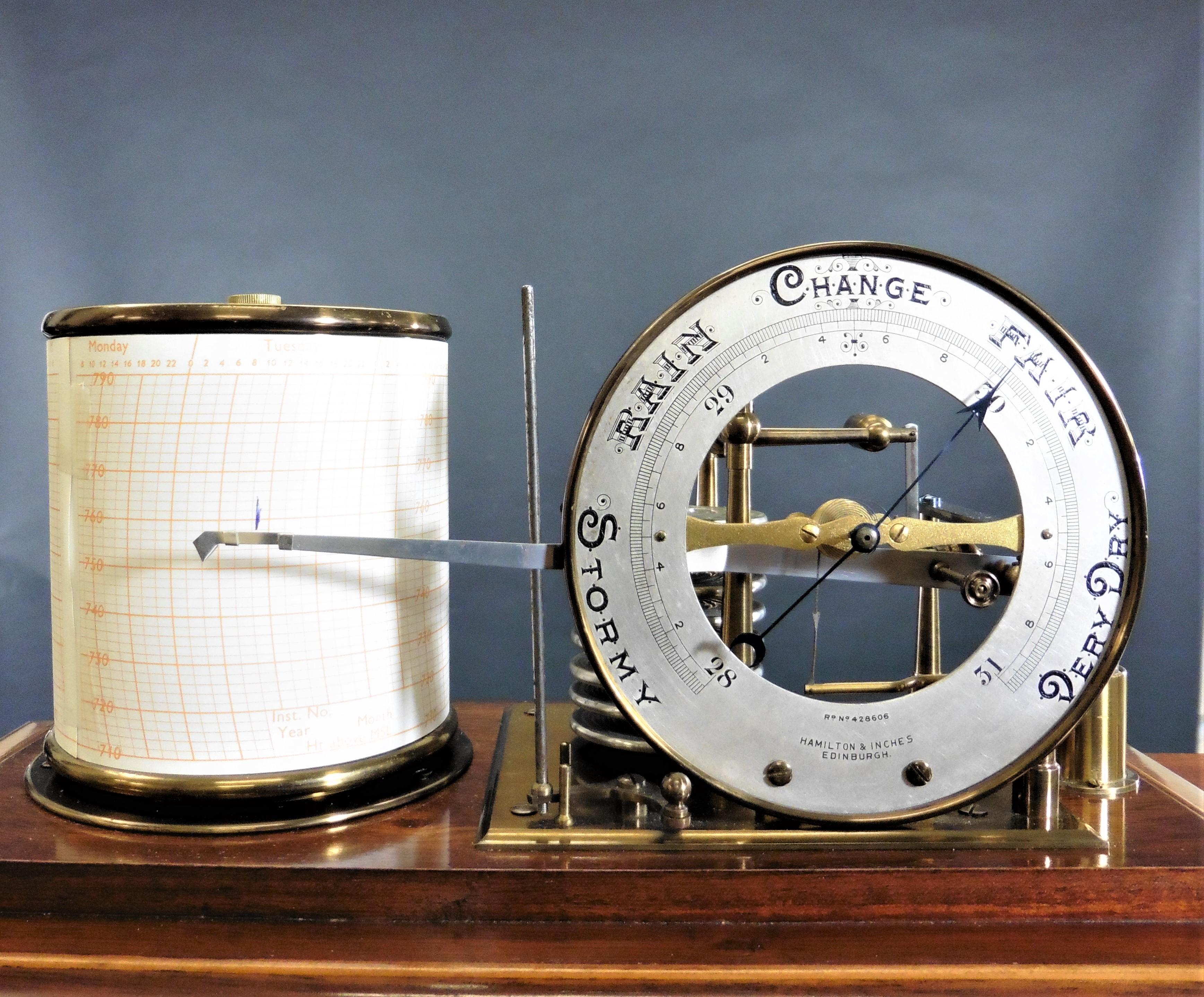 Early 20th Century Edwardian Mahogany Barograph by Hamilton and Inches, Edinburgh For Sale