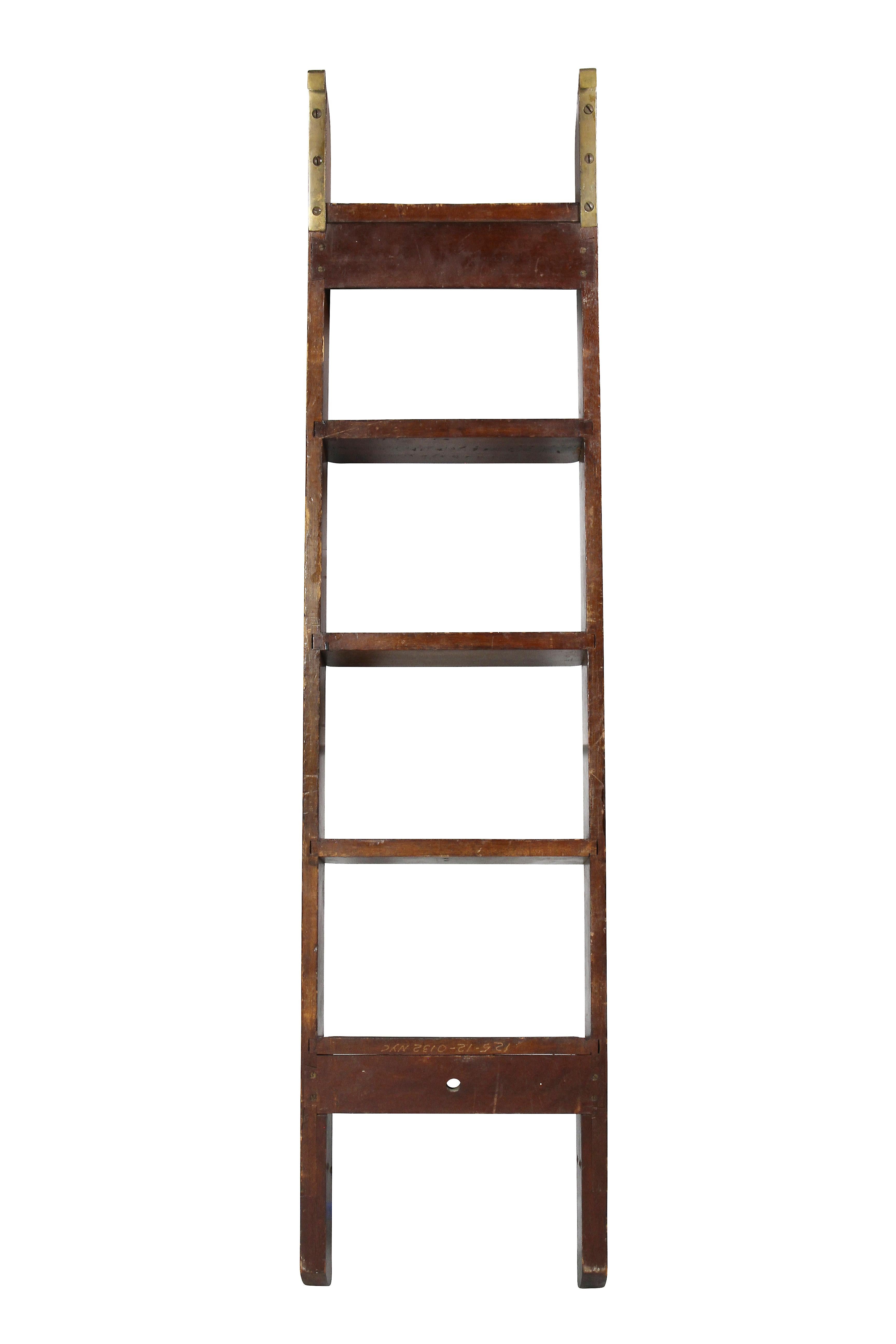 Edwardian Mahogany Bed Ladder from the R.M.S Queen Mary In Good Condition In Essex, MA