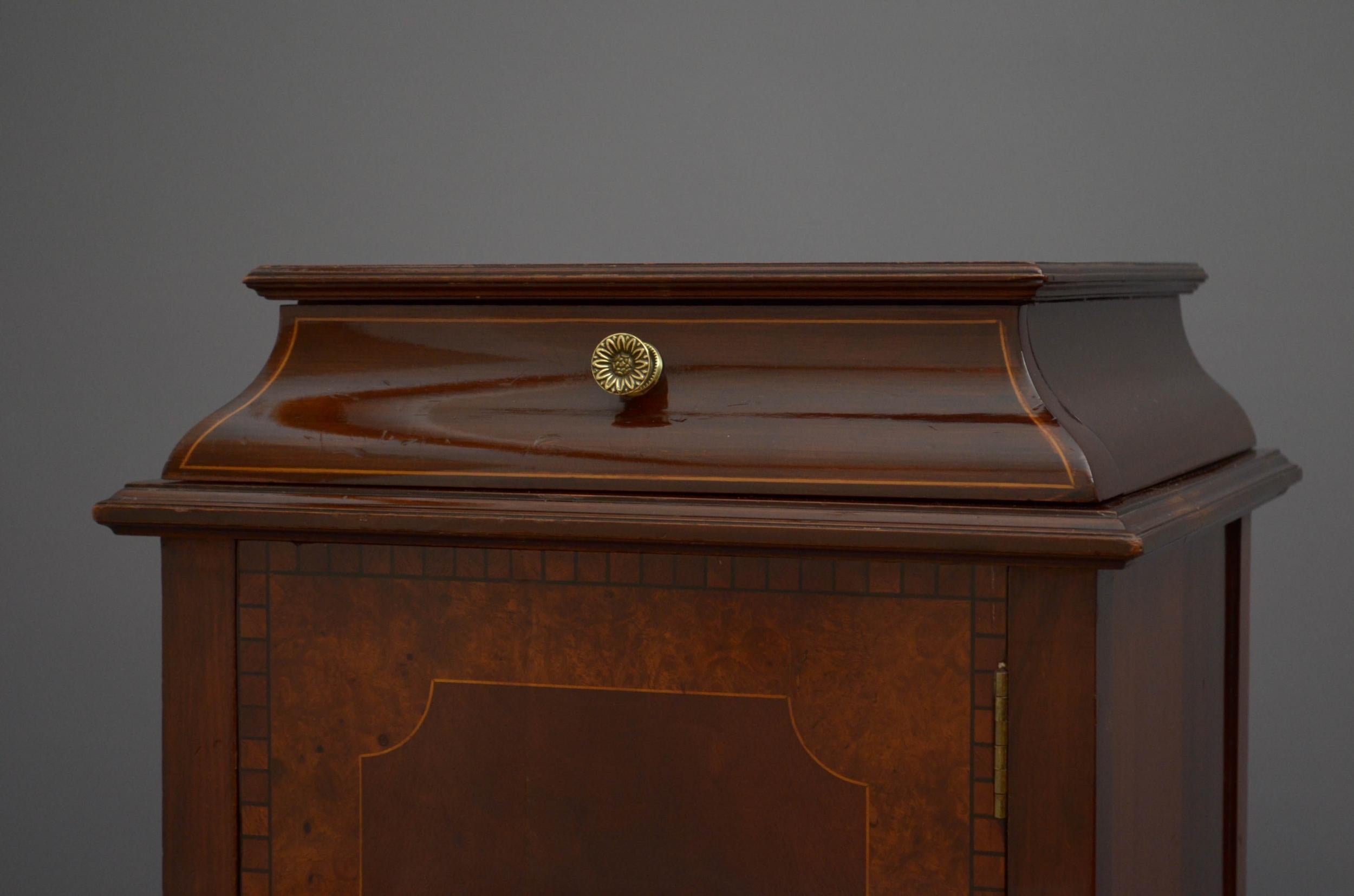 Edwardian Mahogany Bedside Cabinet In Good Condition In Whaley Bridge, GB