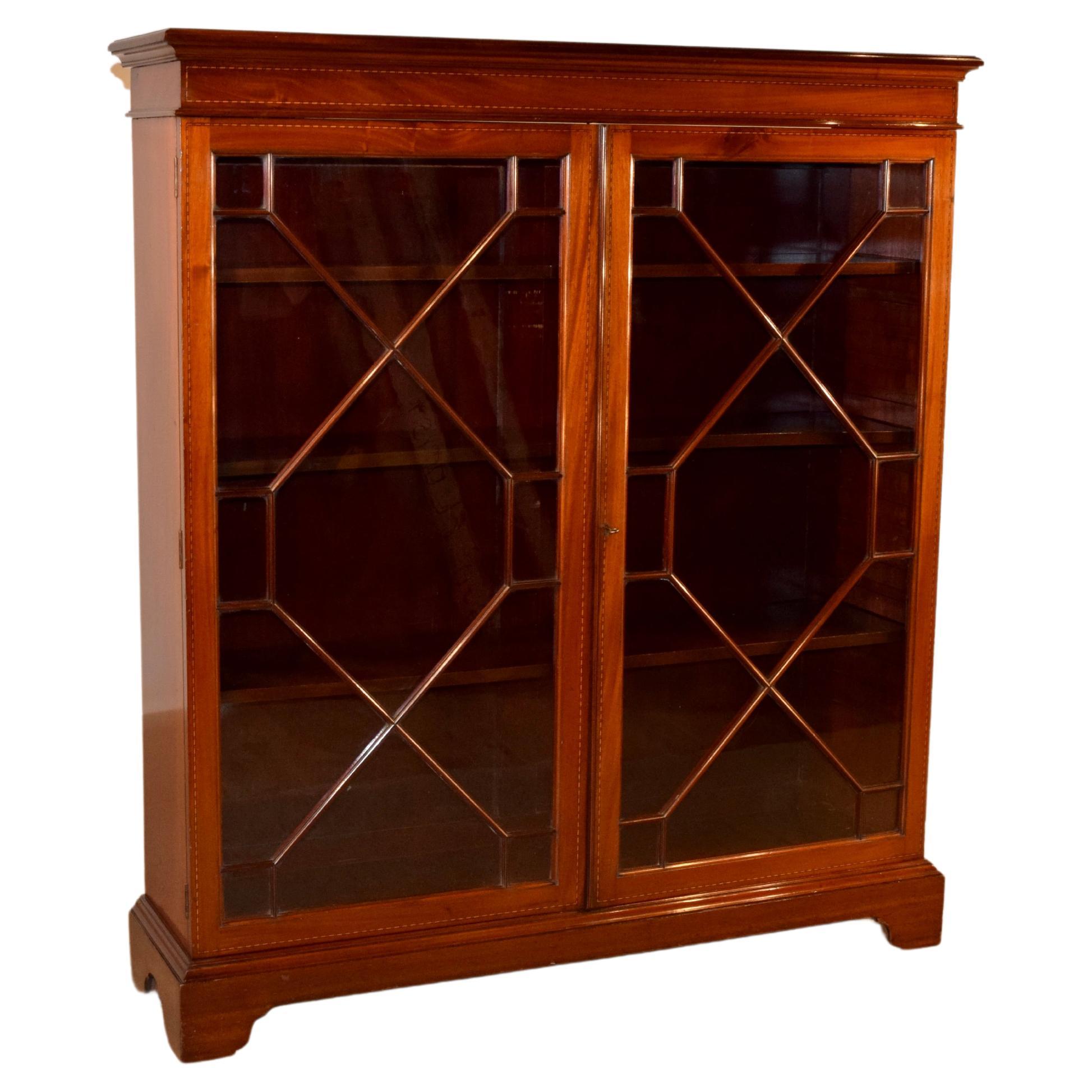 Antique Edwardian Mahogany Marquetry Bookcase c.1900 at 1stDibs