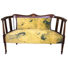 Antique Edwardian Mahogany Bow-Arm 2-Seat Parlour Sofa