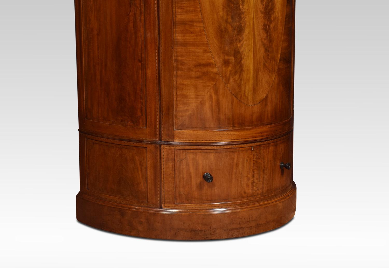 Edwardian Mahogany Bow Fronted Wardrobe by Maple and Co. 1