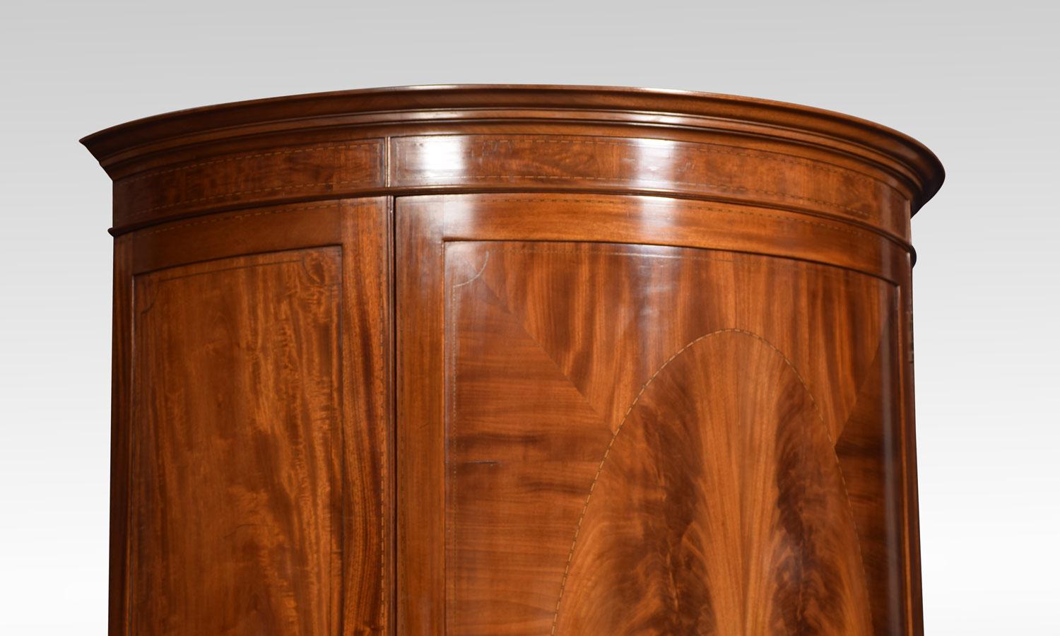 Edwardian Mahogany Bow Fronted Wardrobe by Maple and Co. 2