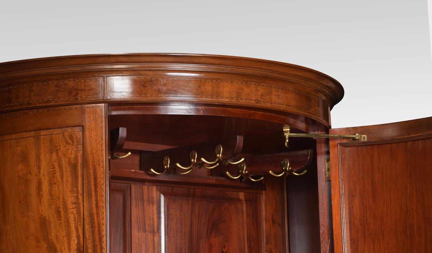Edwardian Mahogany Bow Fronted Wardrobe by Maple and Co. 4