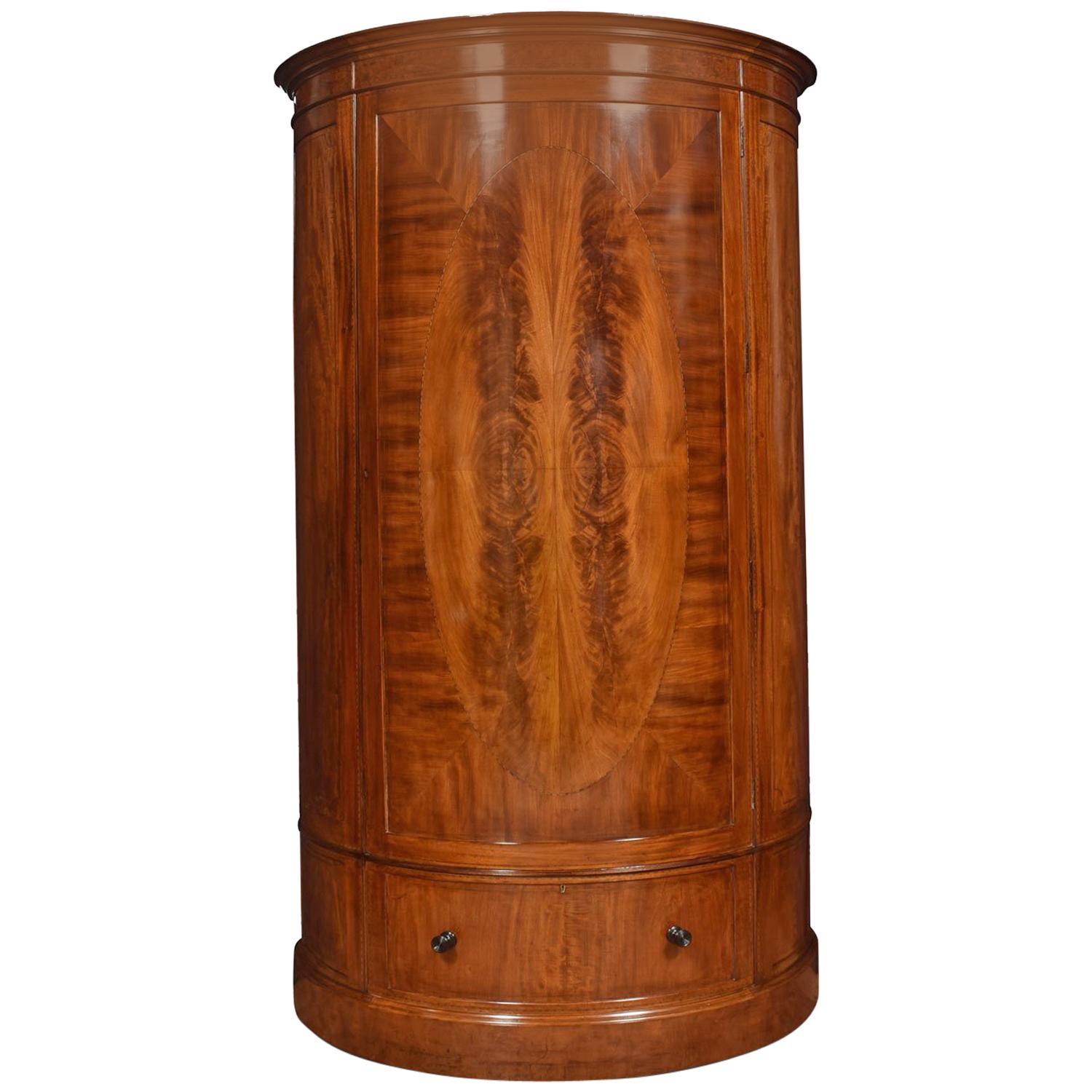 Edwardian Mahogany Bow Fronted Wardrobe by Maple and Co.