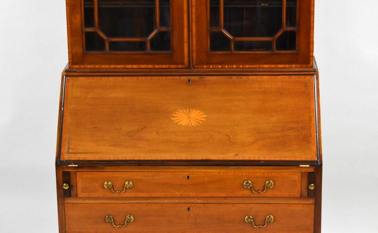 Edwardian Mahogany Bureau Bookcase In Good Condition For Sale In Chelmsford, Essex