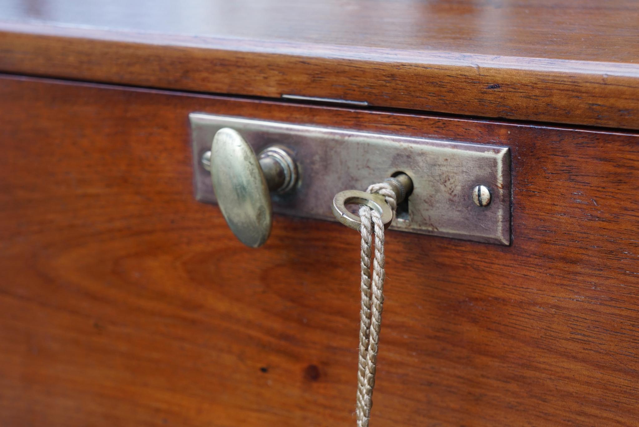 Edwardian Mahogany Campaign Desk with Lock and Key 3