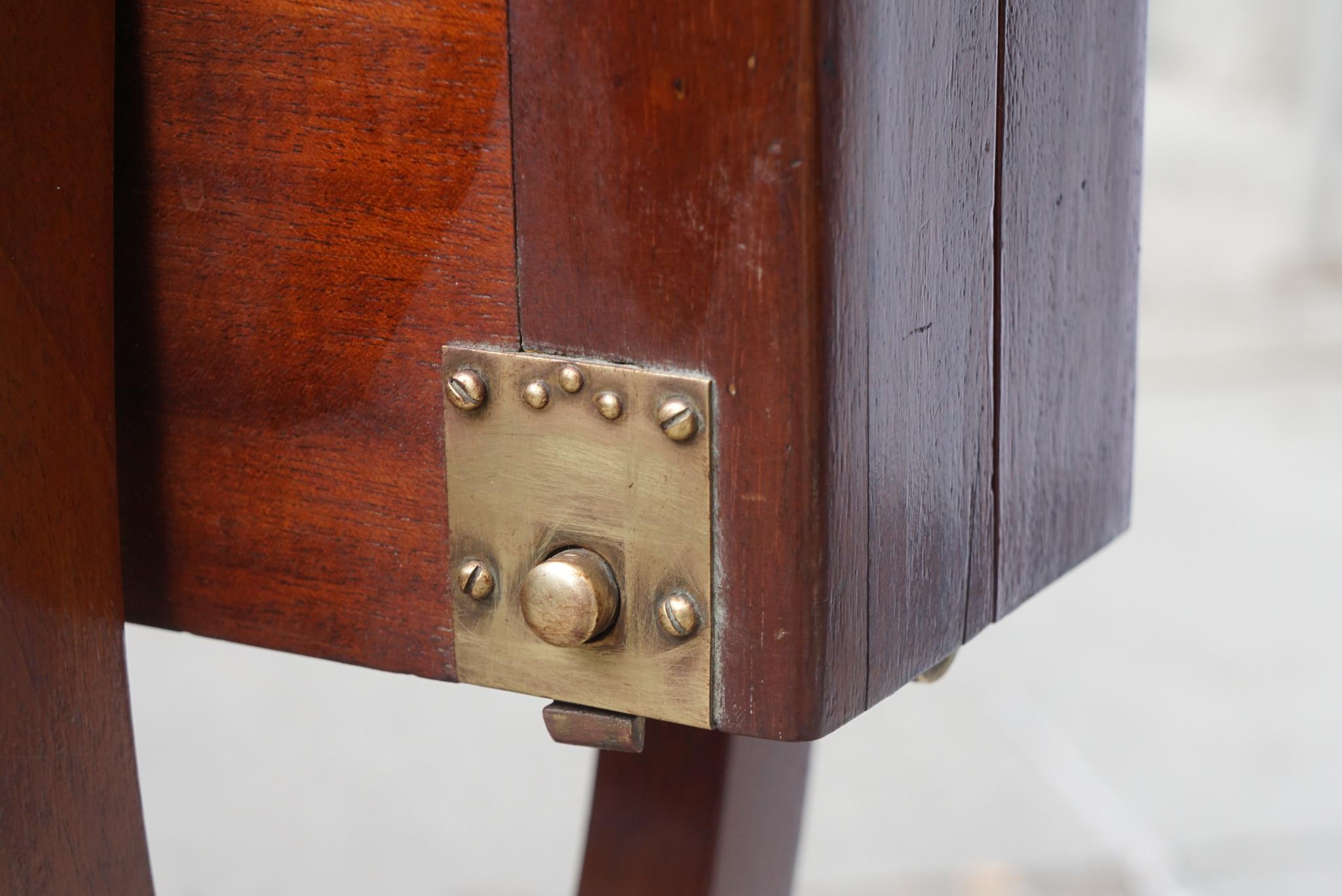 Edwardian Mahogany Campaign Desk with Lock and Key 4