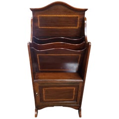 Edwardian Mahogany Canterbury with Inlay and Bottom Cupboard