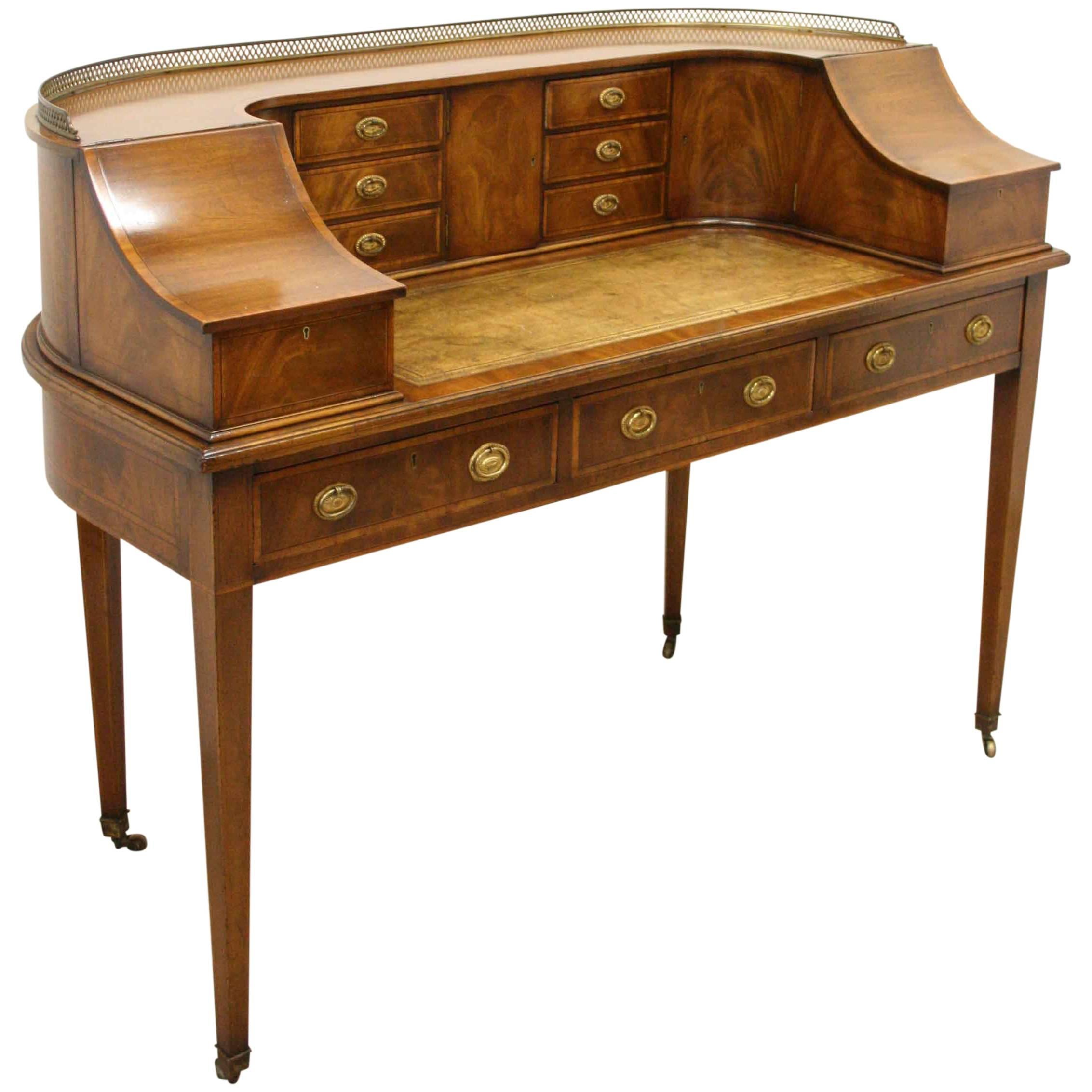 Edwardian Mahogany Carlton House Desk