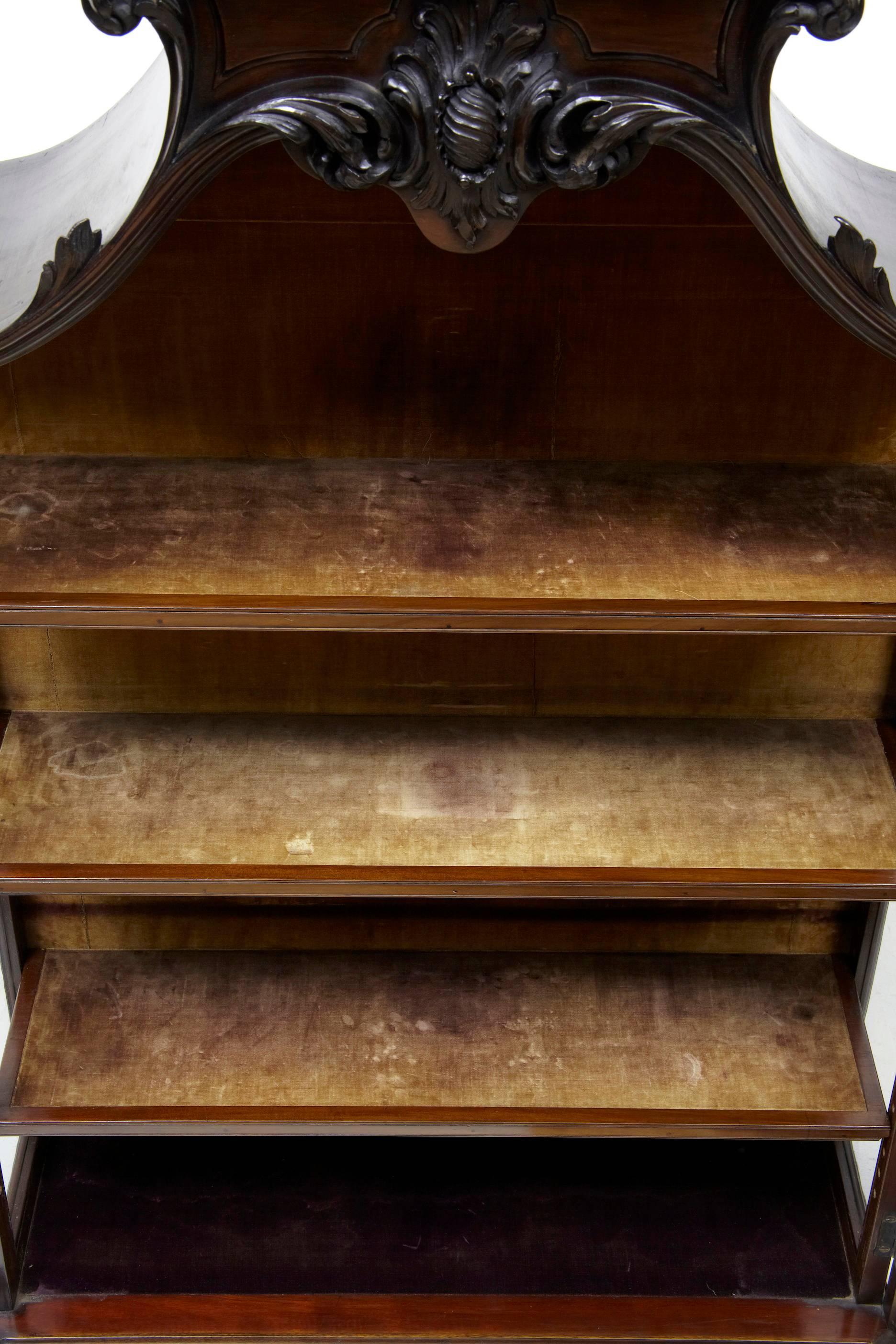 Edwardian Mahogany Carved Chinese Chippendale Style Display Cabinet 4