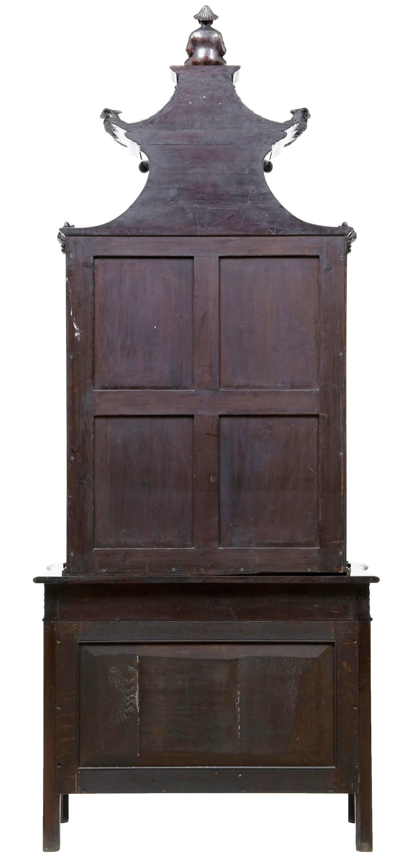Edwardian Mahogany Carved Chinese Chippendale Style Display Cabinet In Excellent Condition In Debenham, Suffolk