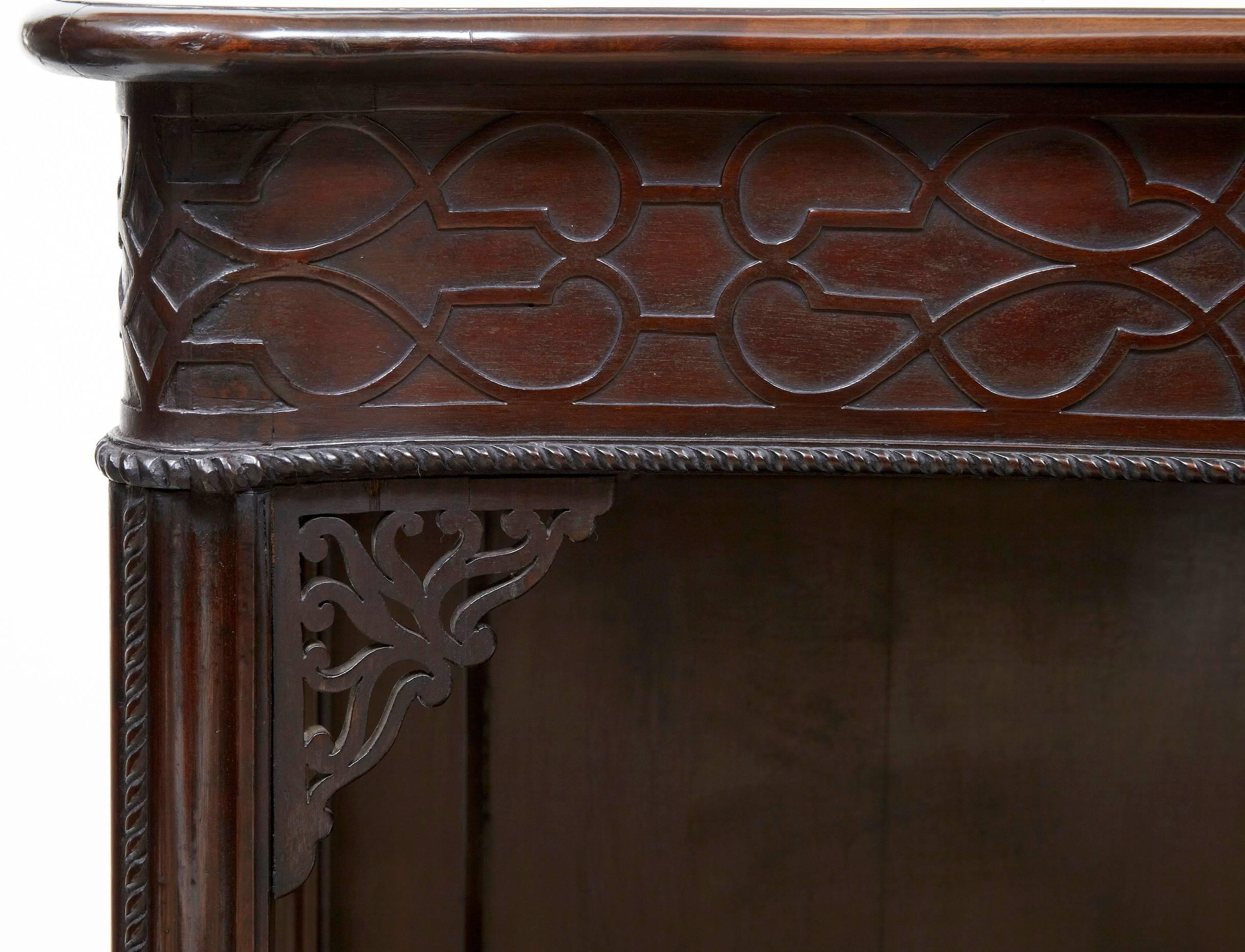 Edwardian Mahogany Carved Chinese Chippendale Style Display Cabinet 2