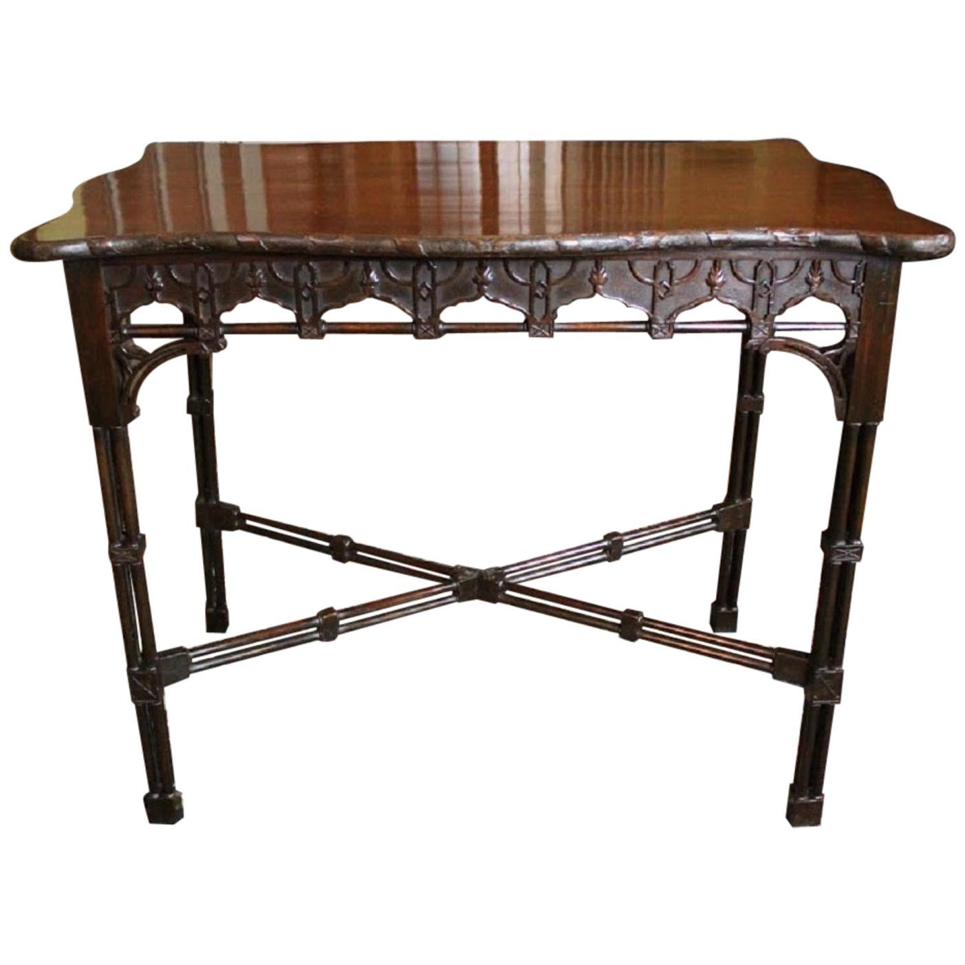 Edwardian Mahogany Chinese Chippendale Style Silver Table
