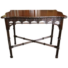 Antique Edwardian Mahogany Chinese Chippendale Style Silver Table