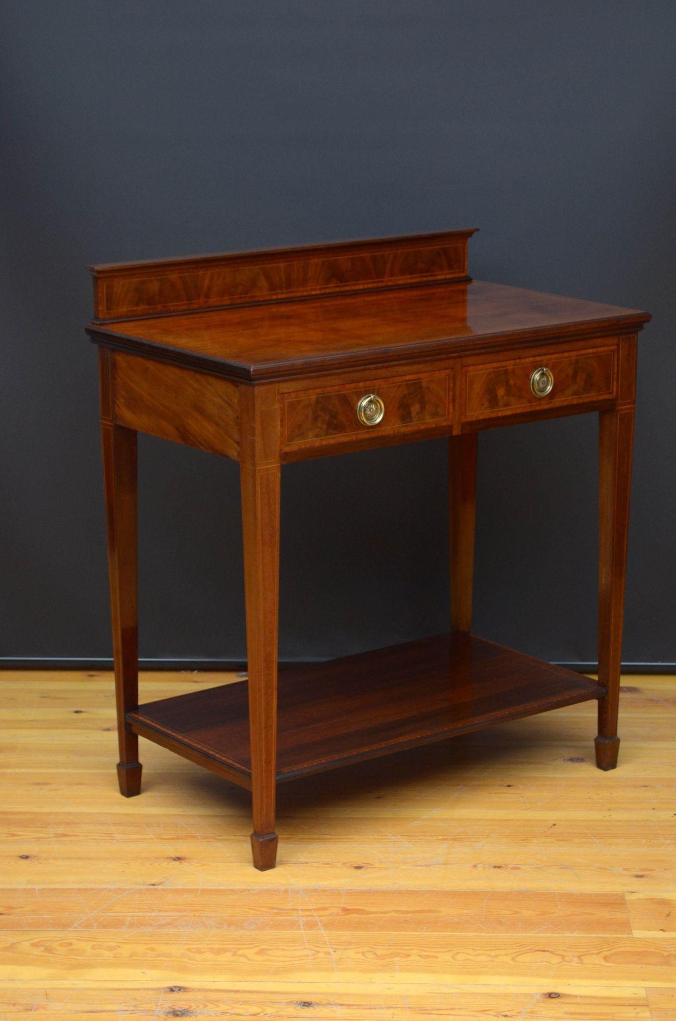 English Edwardian Mahogany Console Table / Serving Table For Sale