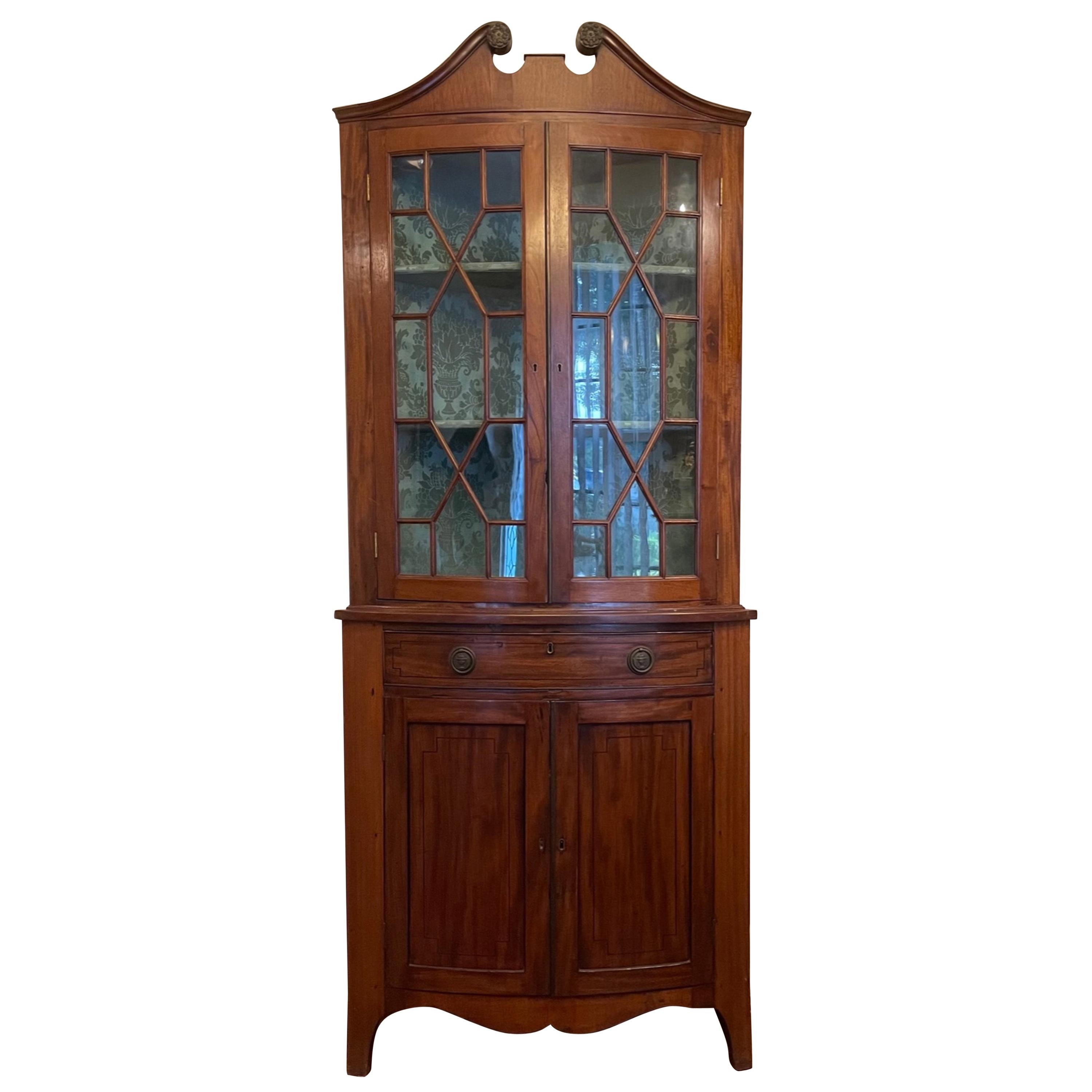 Edwardian Mahogany Corner Cabinet For Sale