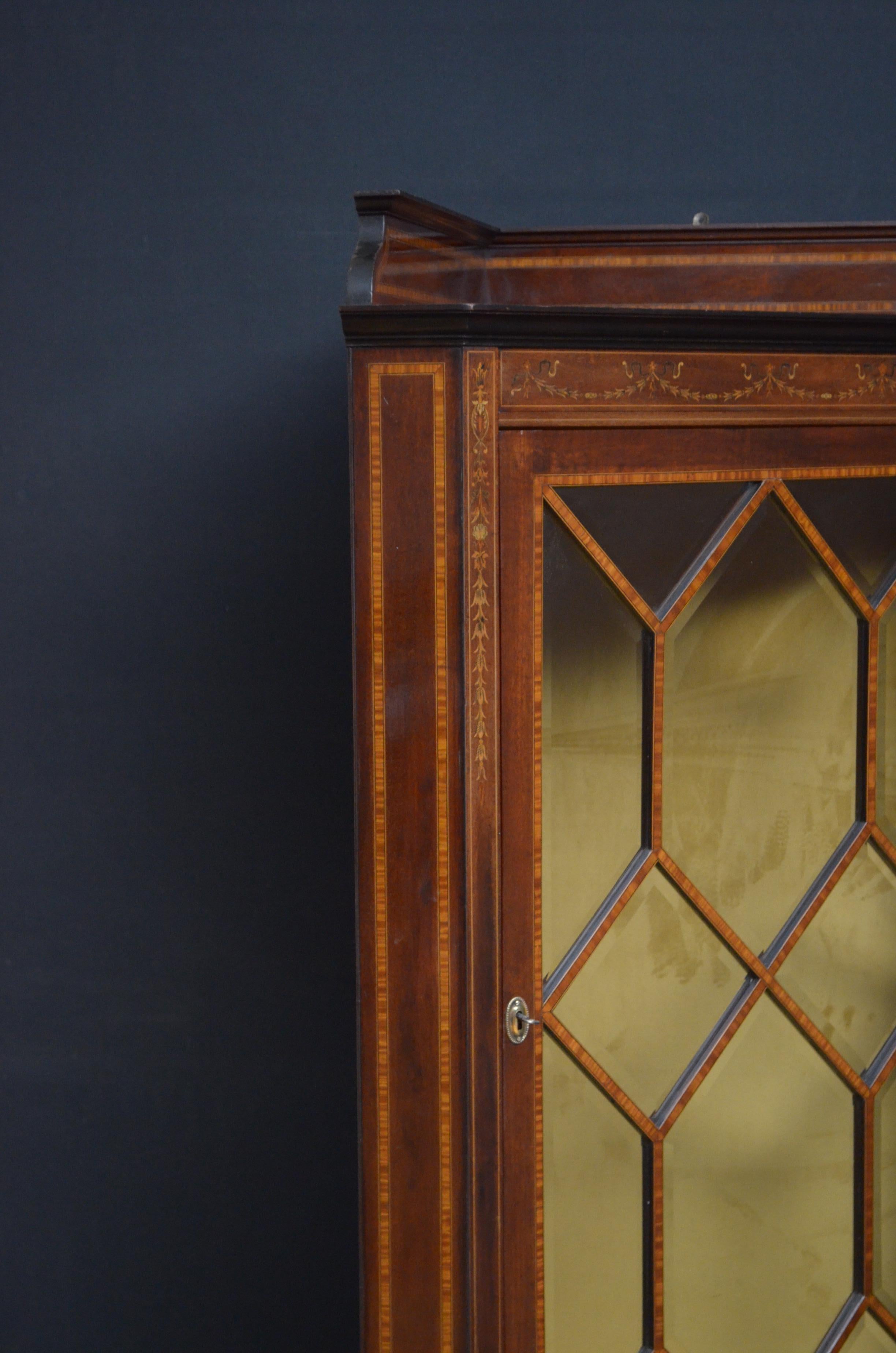 Edwardian Mahogany Corner Display Cabinet In Good Condition In Whaley Bridge, GB