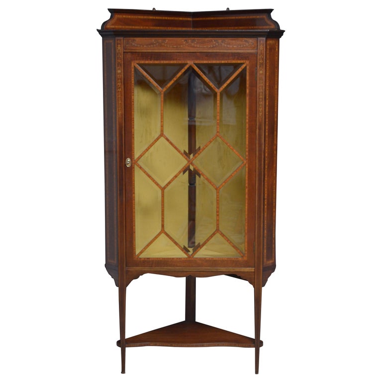 Edwardian Mahogany Corner Display For Sale at 1stDibs