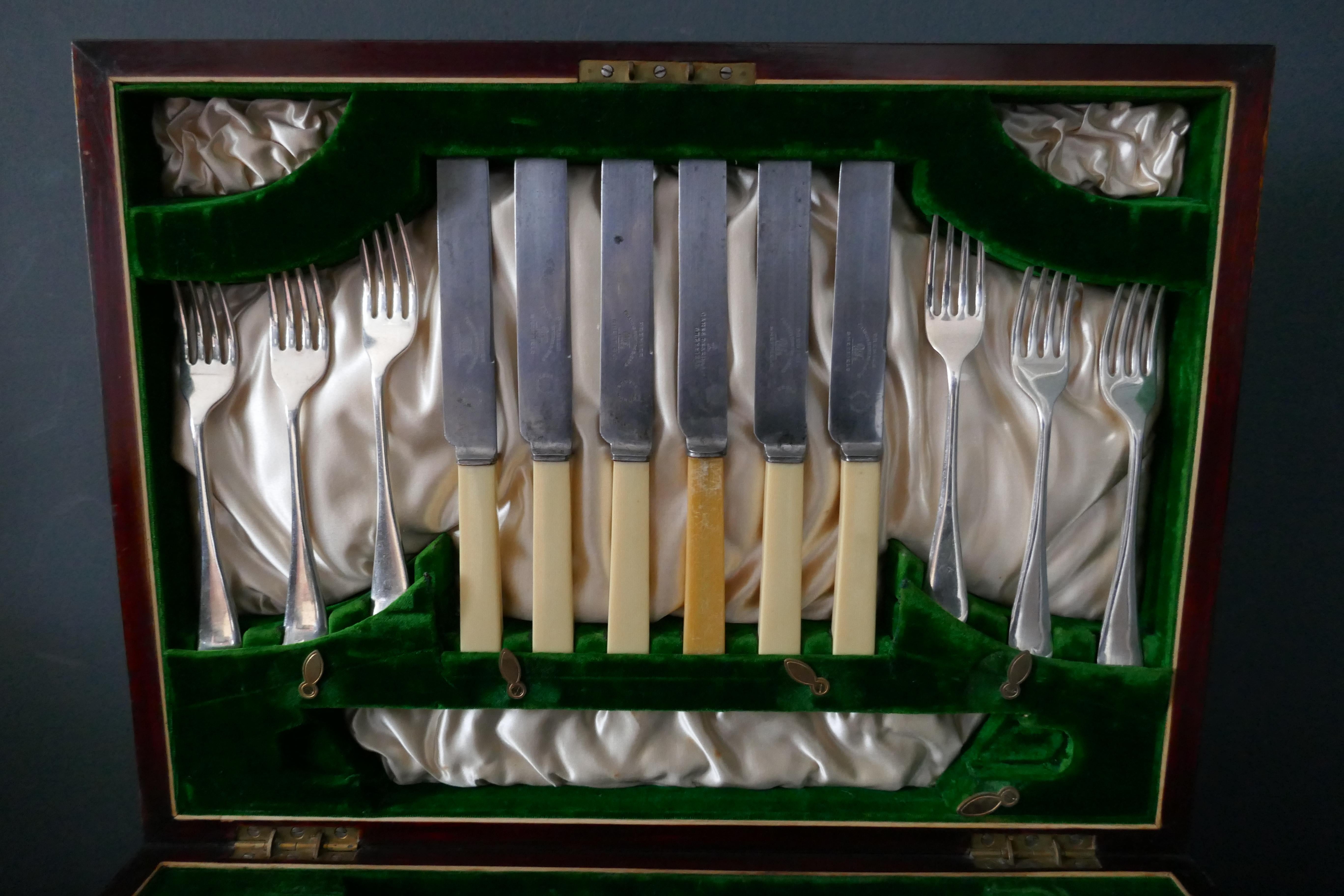 Edwardian Mahogany Cutlery Canteen, James Deakin For Sale 6