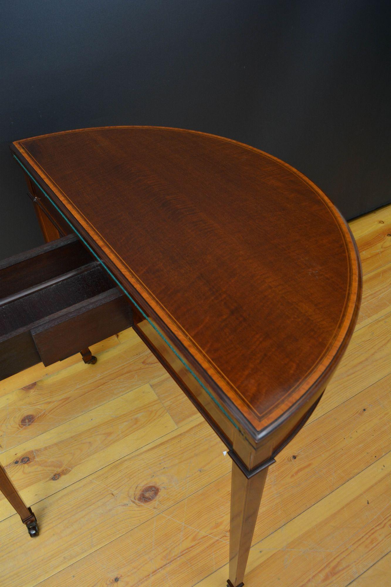 Edwardian Mahogany Demi Lune Hall Table / Card Table For Sale 9
