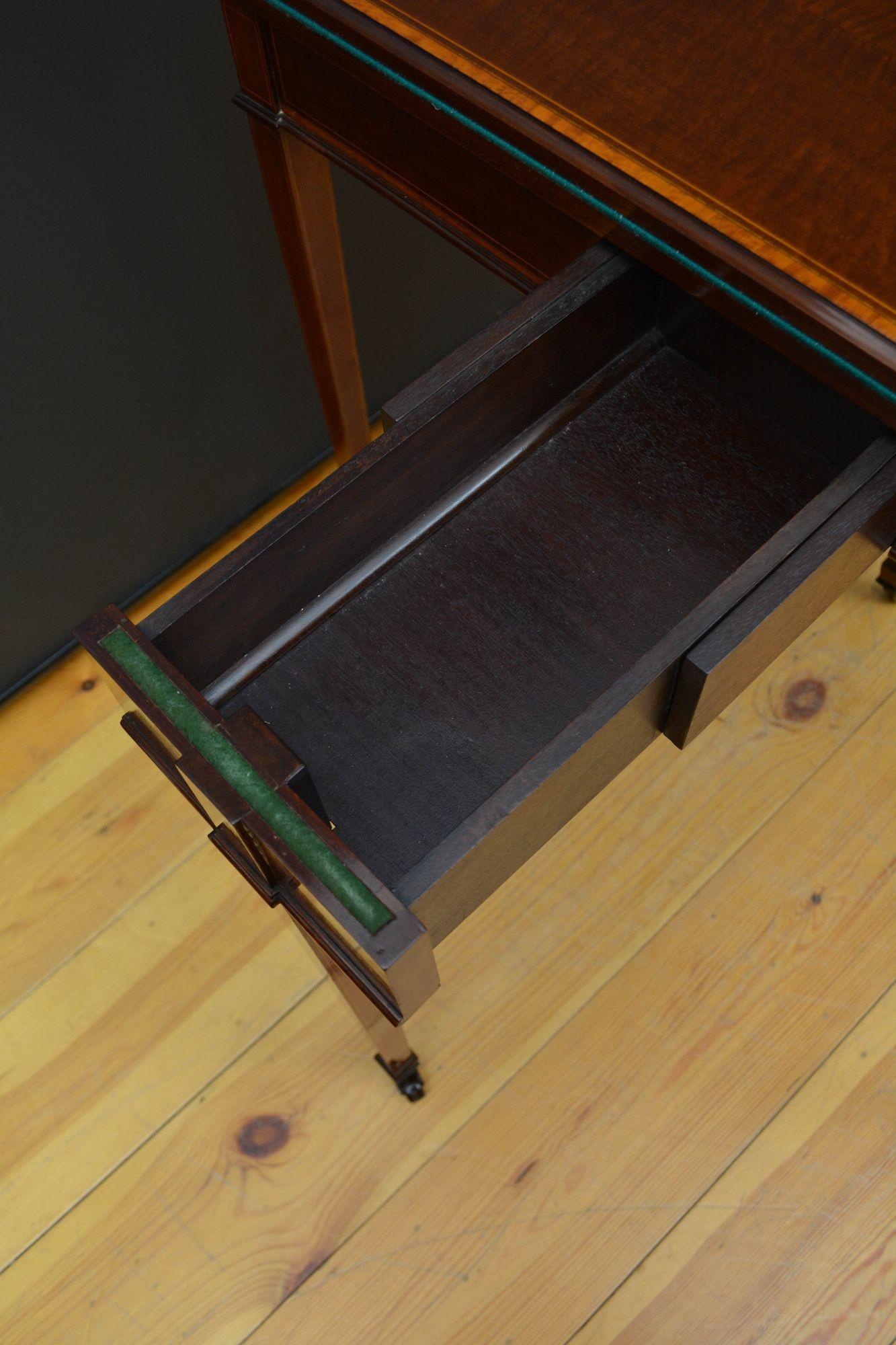 Edwardian Mahogany Demi Lune Hall Table / Card Table For Sale 11