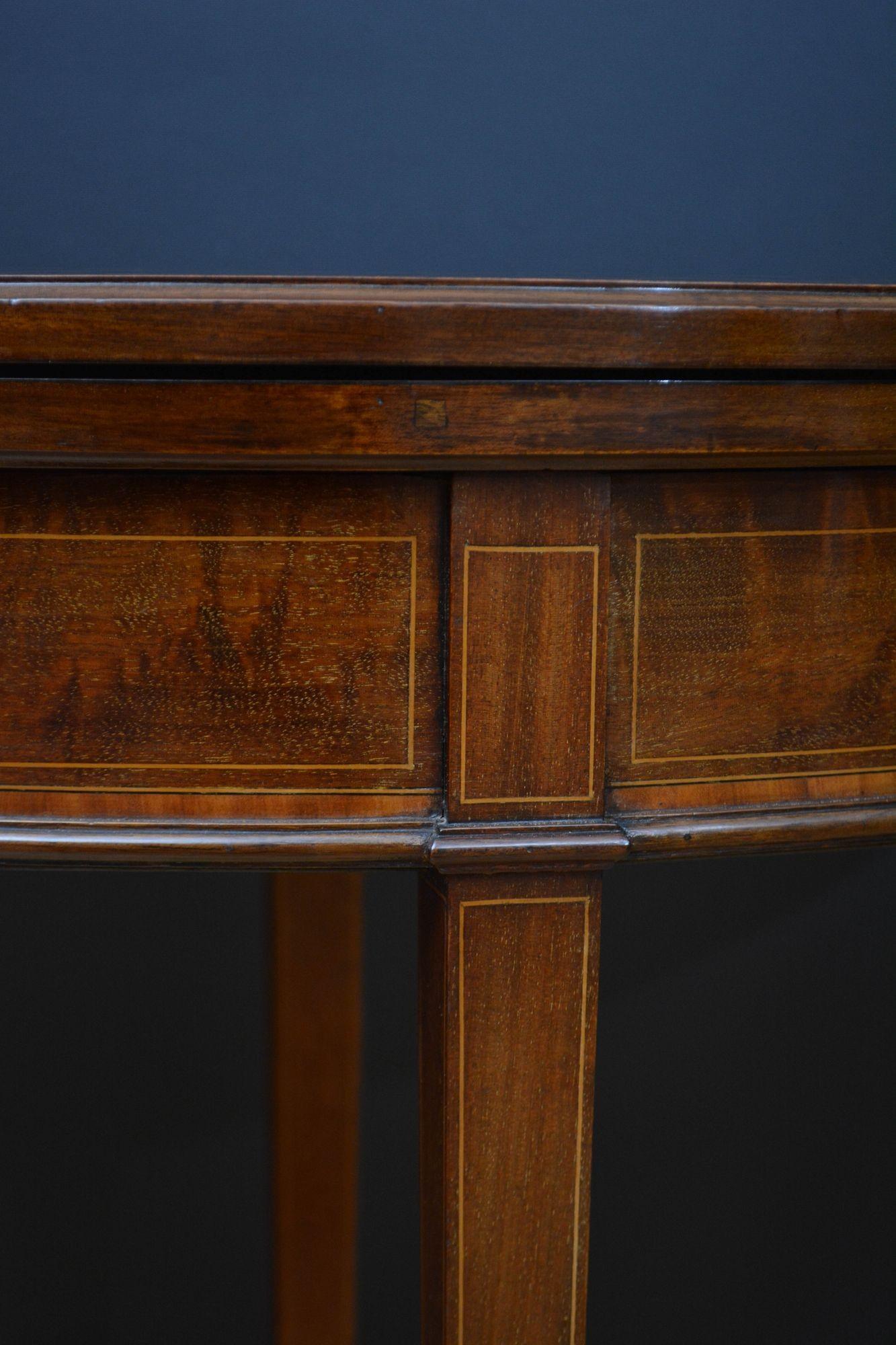 Edwardian Mahogany Demi Lune Hall Table / Card Table For Sale 12