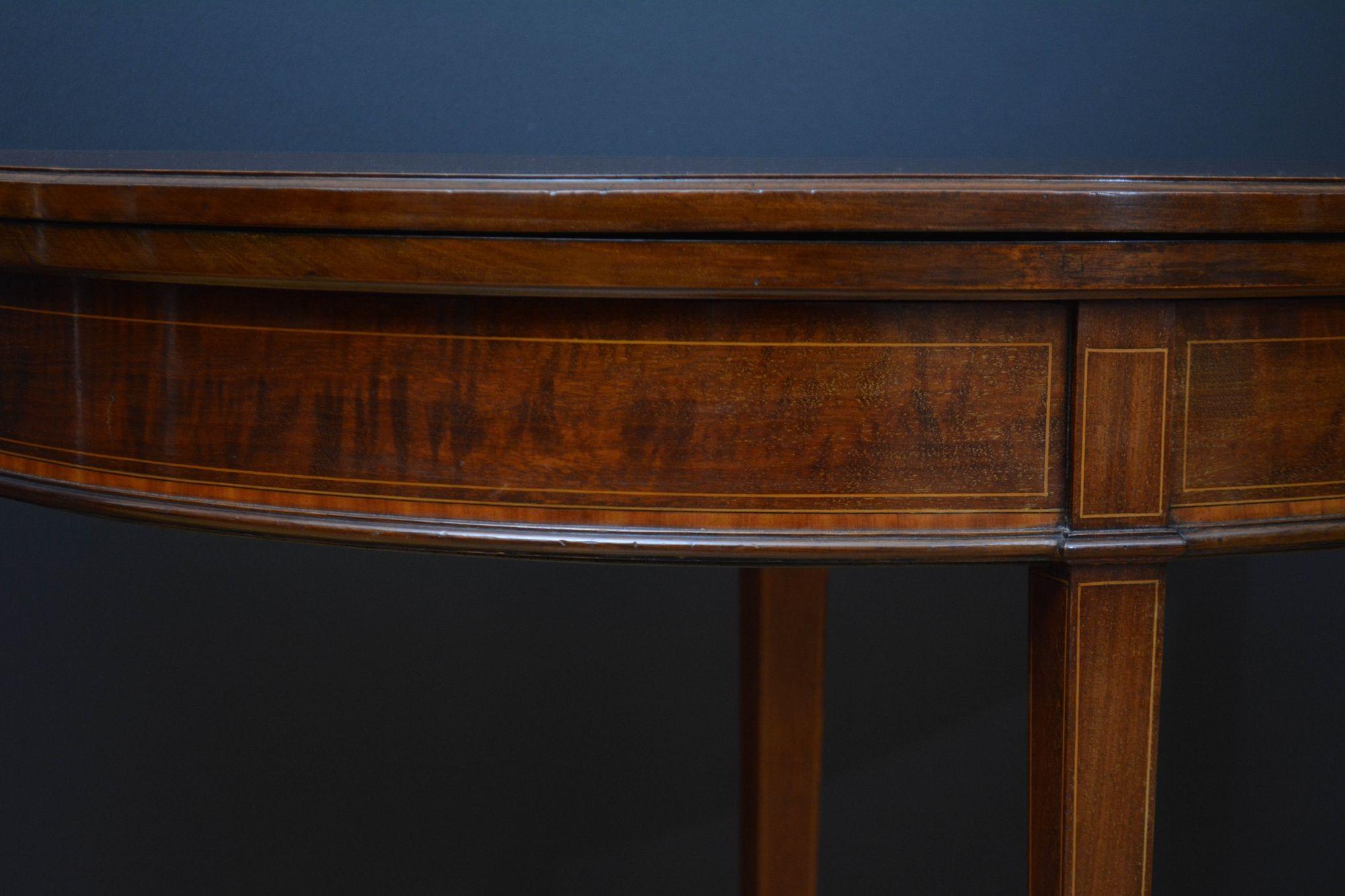 Edwardian Mahogany Demi Lune Hall Table / Card Table For Sale 13