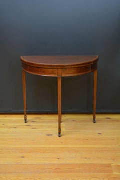 Edwardian Mahogany Demi Lune Hall Table / Card Table