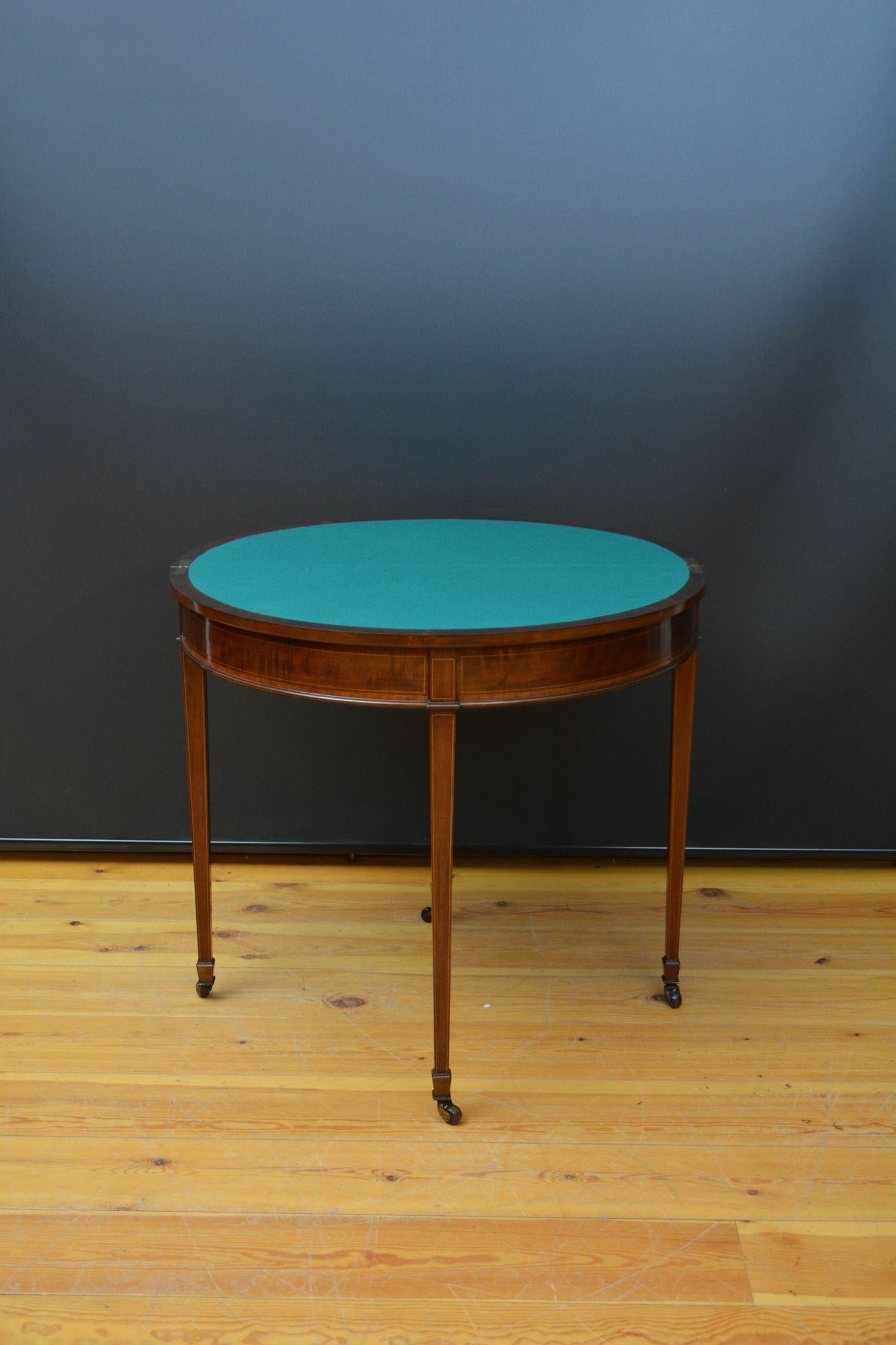 Edwardian Mahogany Demi Lune Hall Table / Card Table For Sale 3