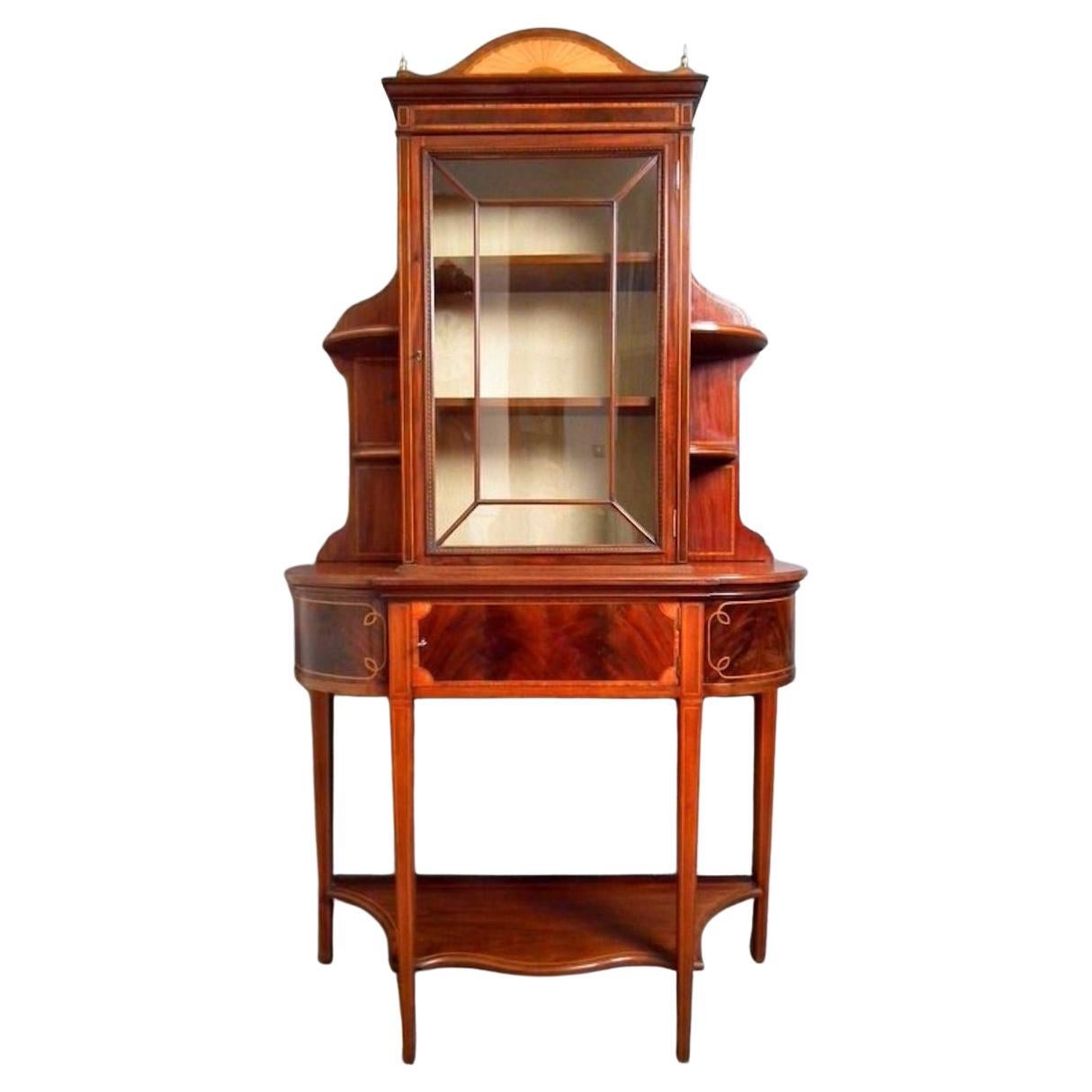 Edwardian Mahogany Display Cabinet For Sale