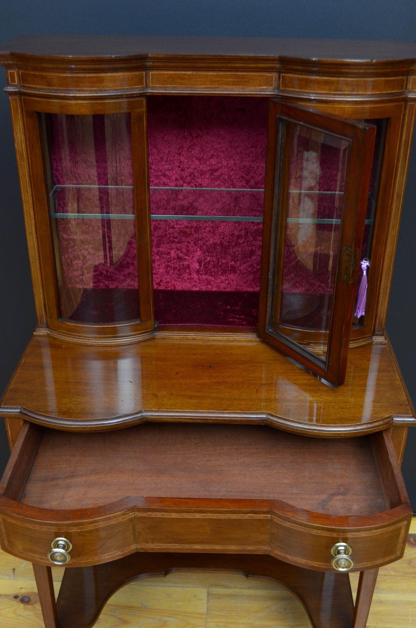 Edwardian Mahogany Display Cabinet Vitrine For Sale 1