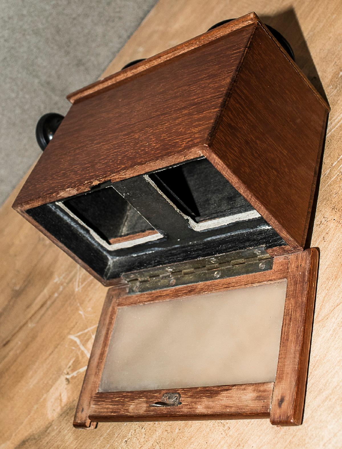 Edwardian Mahagoni Englisch Stereoskop oder alte Foto-Betrachter (Holz)