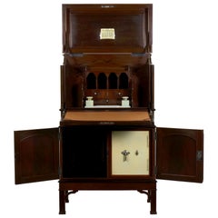 Used Edwardian Mahogany Fall-Front Secretary Desk with Built in Safe, circa 1900