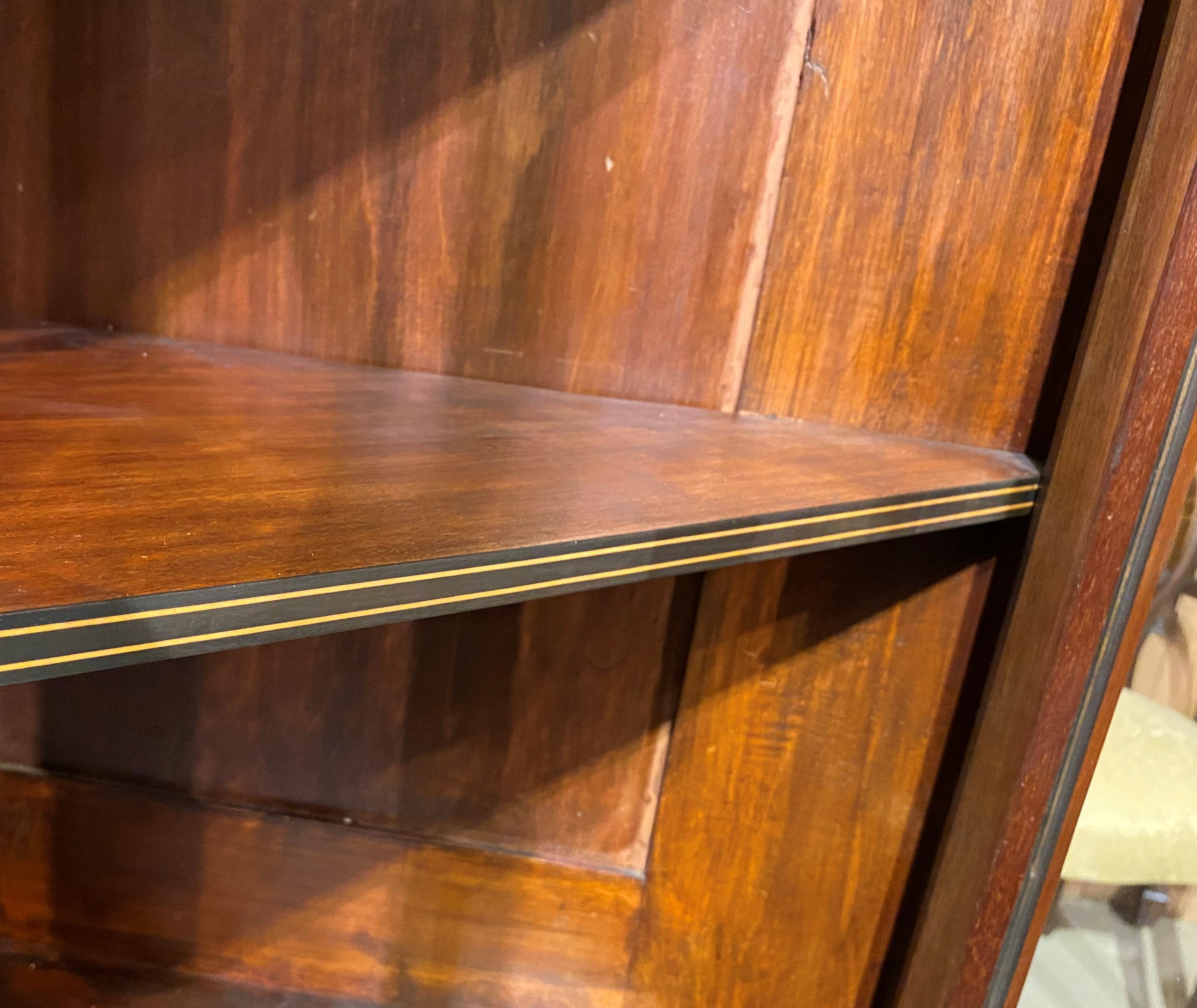 Edwardian Mahogany Glazed Door Corner Cupboard or Cabinet with Fine Inlay 5