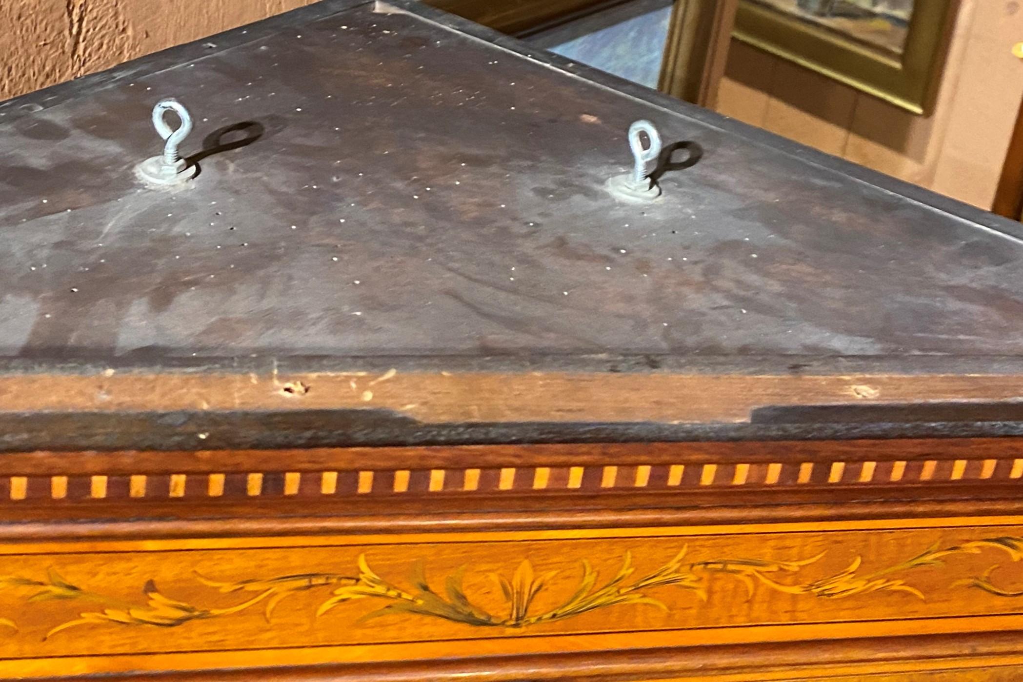 Edwardian Mahogany Glazed Door Corner Cupboard or Cabinet with Fine Inlay 7