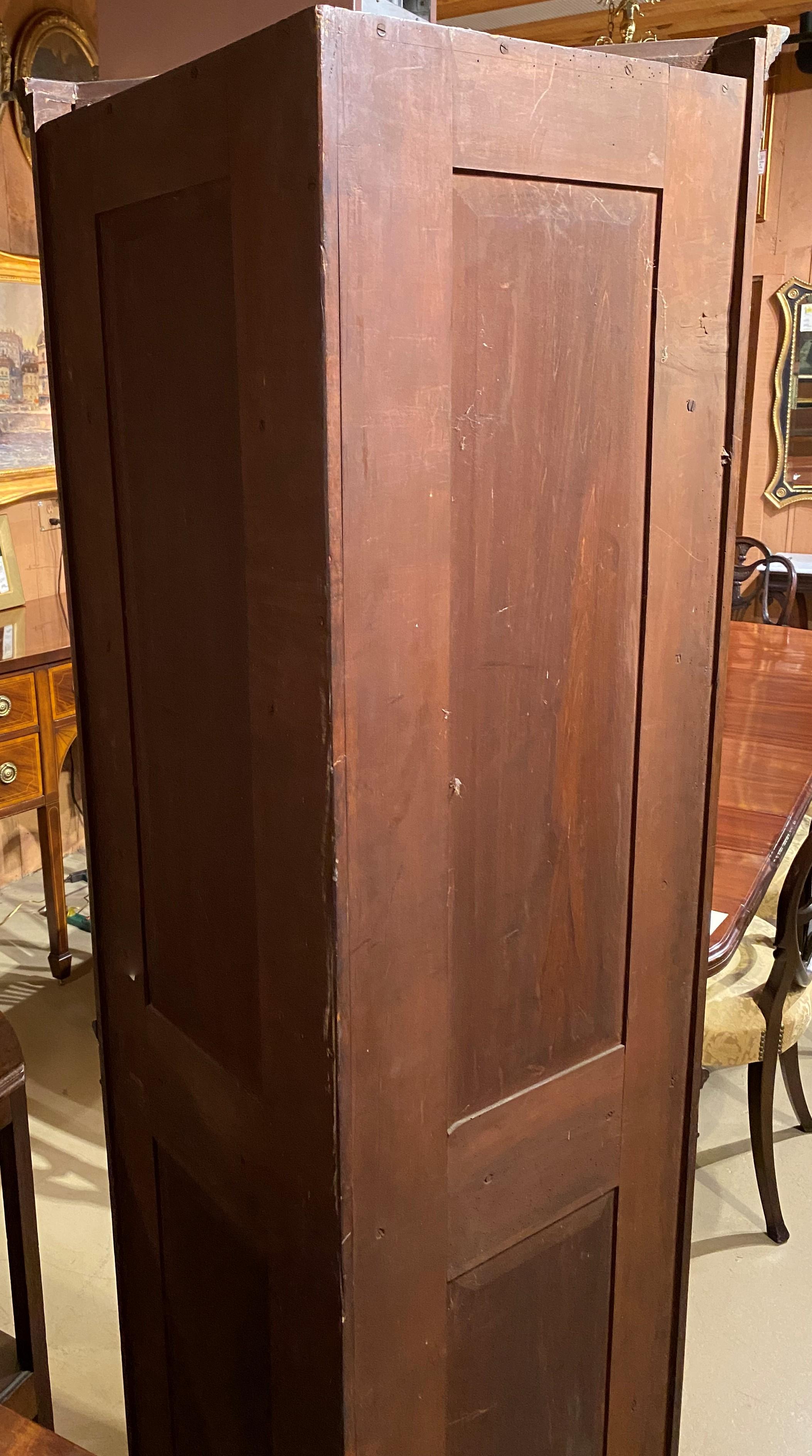 Edwardian Mahogany Glazed Door Corner Cupboard or Cabinet with Fine Inlay 8