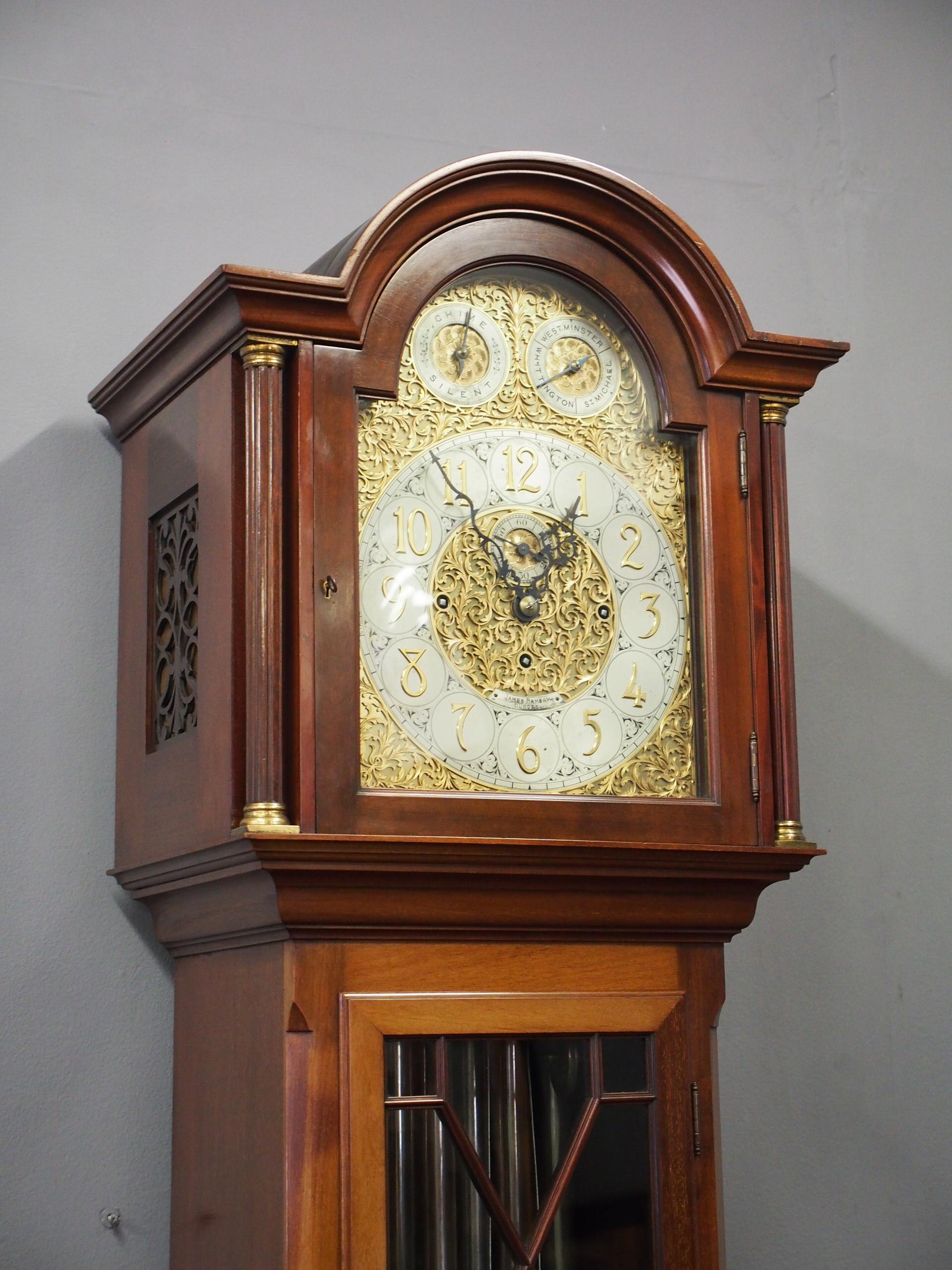 Edwardian Mahogany Grandfather Clock by James Ramsay, Dundee In Good Condition For Sale In Edinburgh, GB