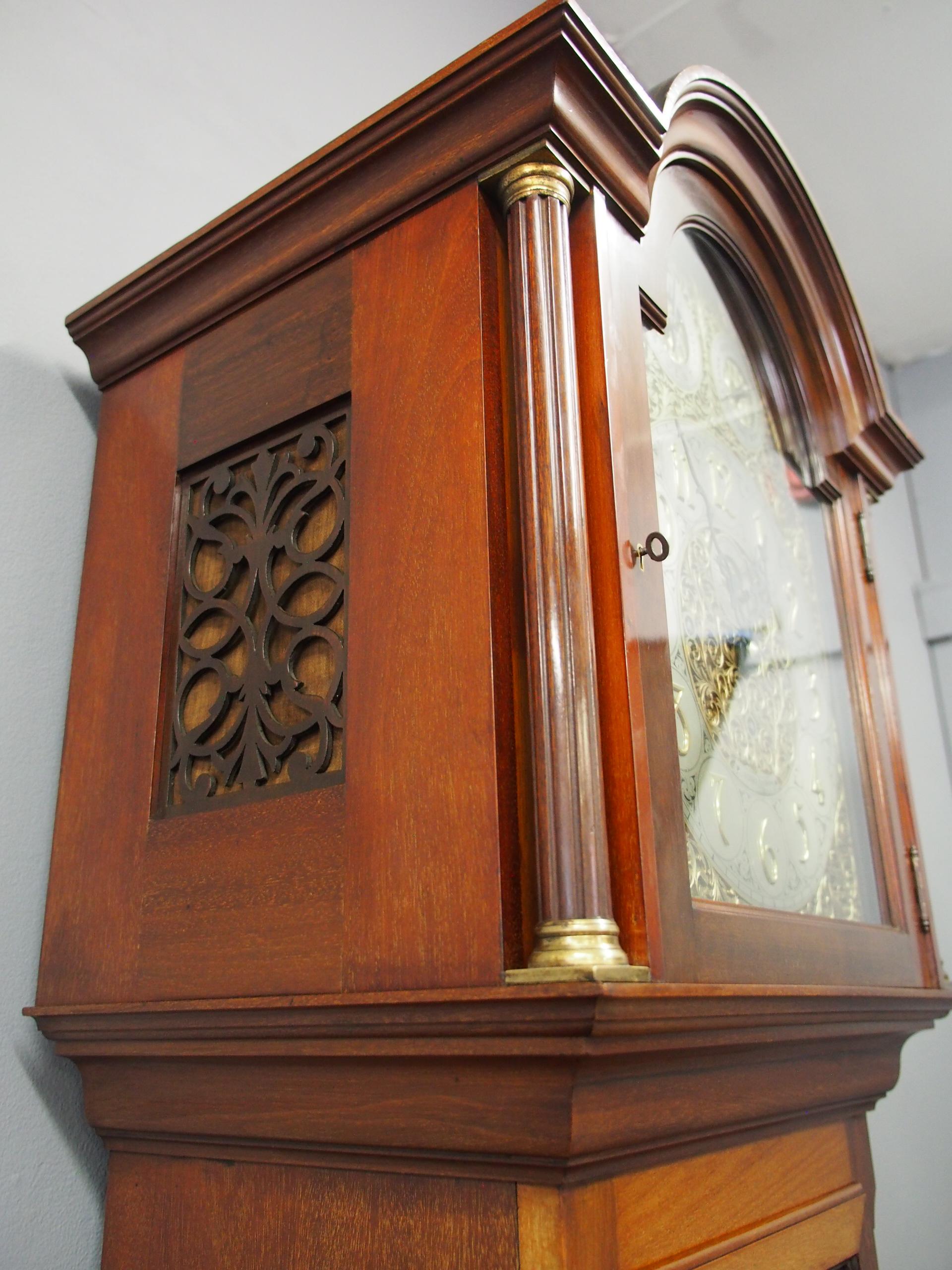 Edwardian Mahogany Grandfather Clock by James Ramsay, Dundee For Sale 1
