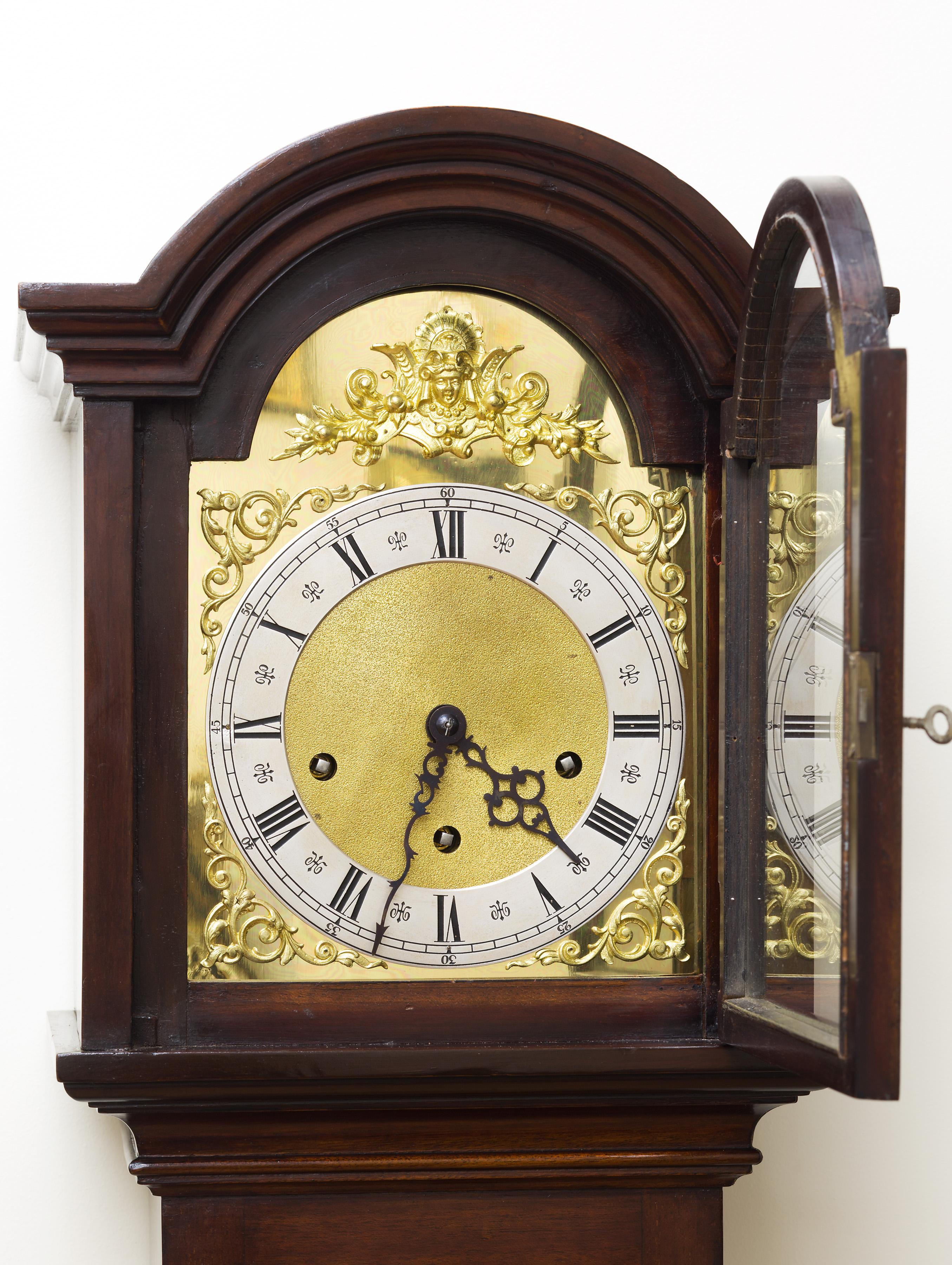 Edwardianische Mahagoni-Großmutter-Uhr im Zustand „Gut“ im Angebot in Norwich, GB