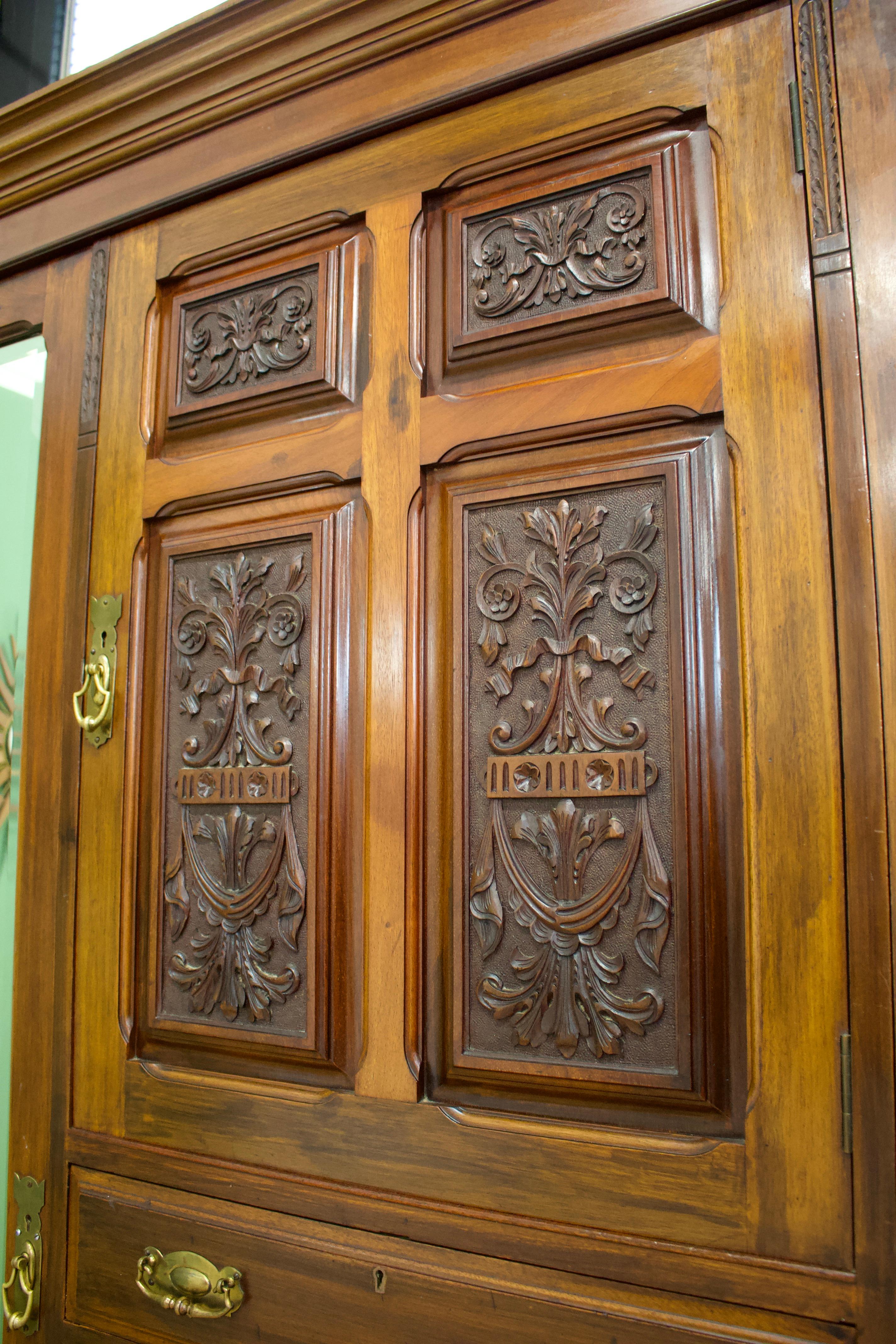 Edwardian Mahogany Hall Cupboard or Wardrobe, 1910s In Good Condition In South Shields, GB