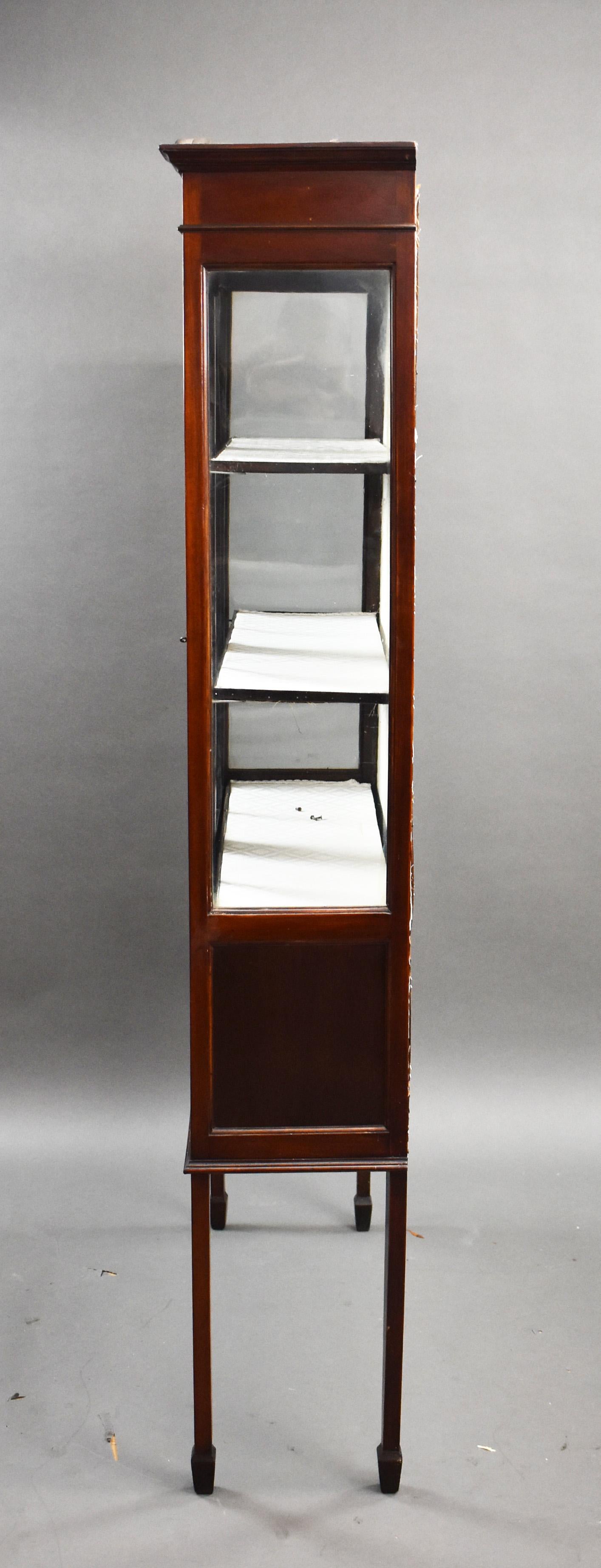 Edwardian Mahogany Hand Painted China Cabinet For Sale 1